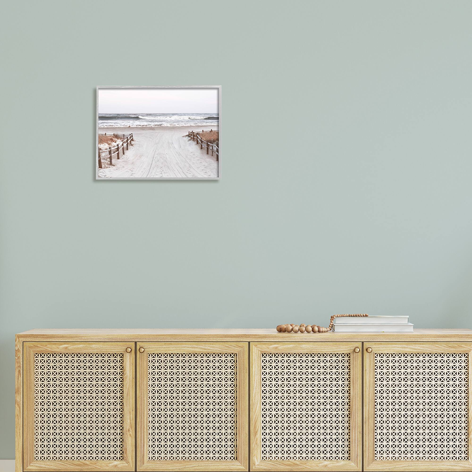 Stupell Industries Beach Wave Shoreline Foggy Horizon Framed Giclee Art