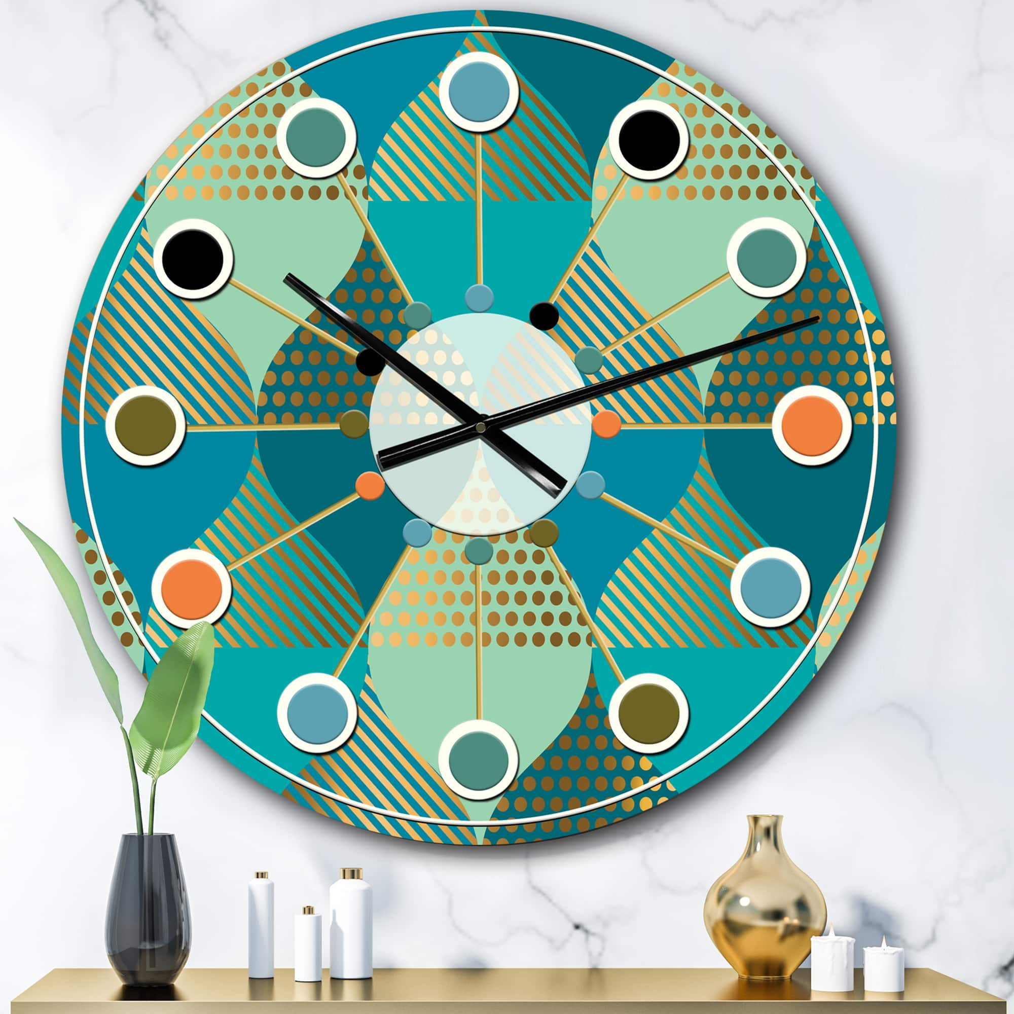 Designart &#x27;Luxury Retro Drops I Mid-Century Modern Wall Clock