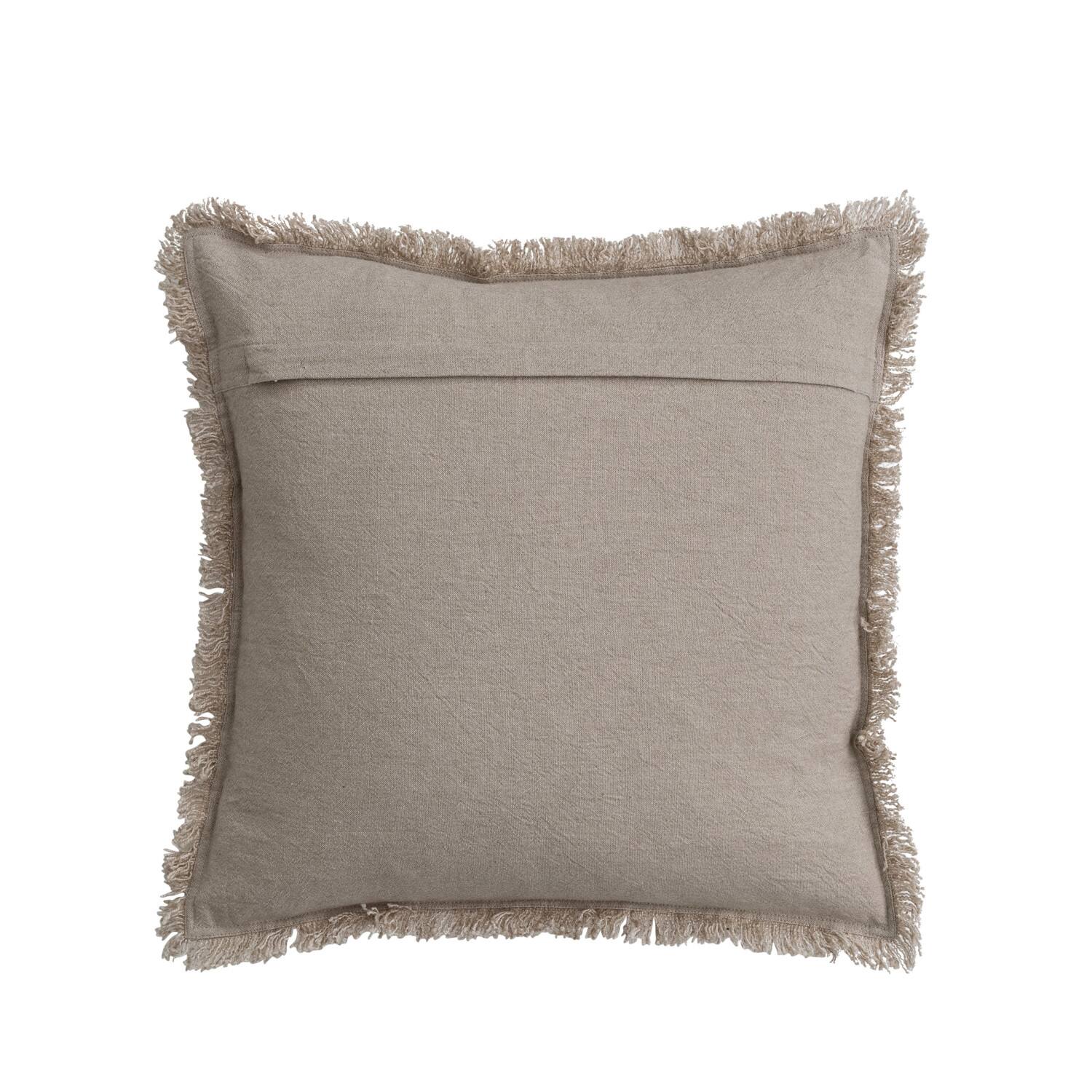Hello Honey® Natural Woven Cotton Pillow with Chambray Back and Fringe