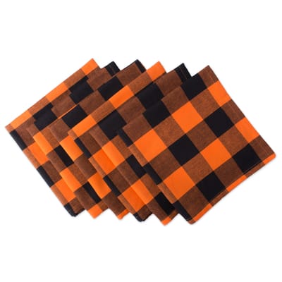 Plaid Kitchen Towels Orange & Black