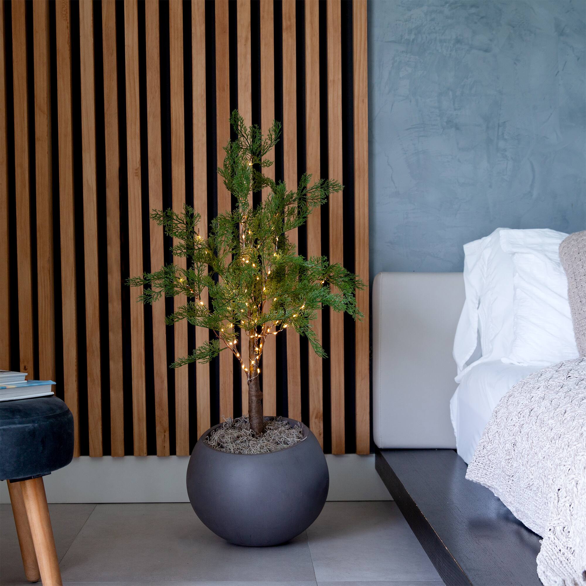 3ft. Pre-Lit Artificial Cypress Tree with Warm White LED Lights