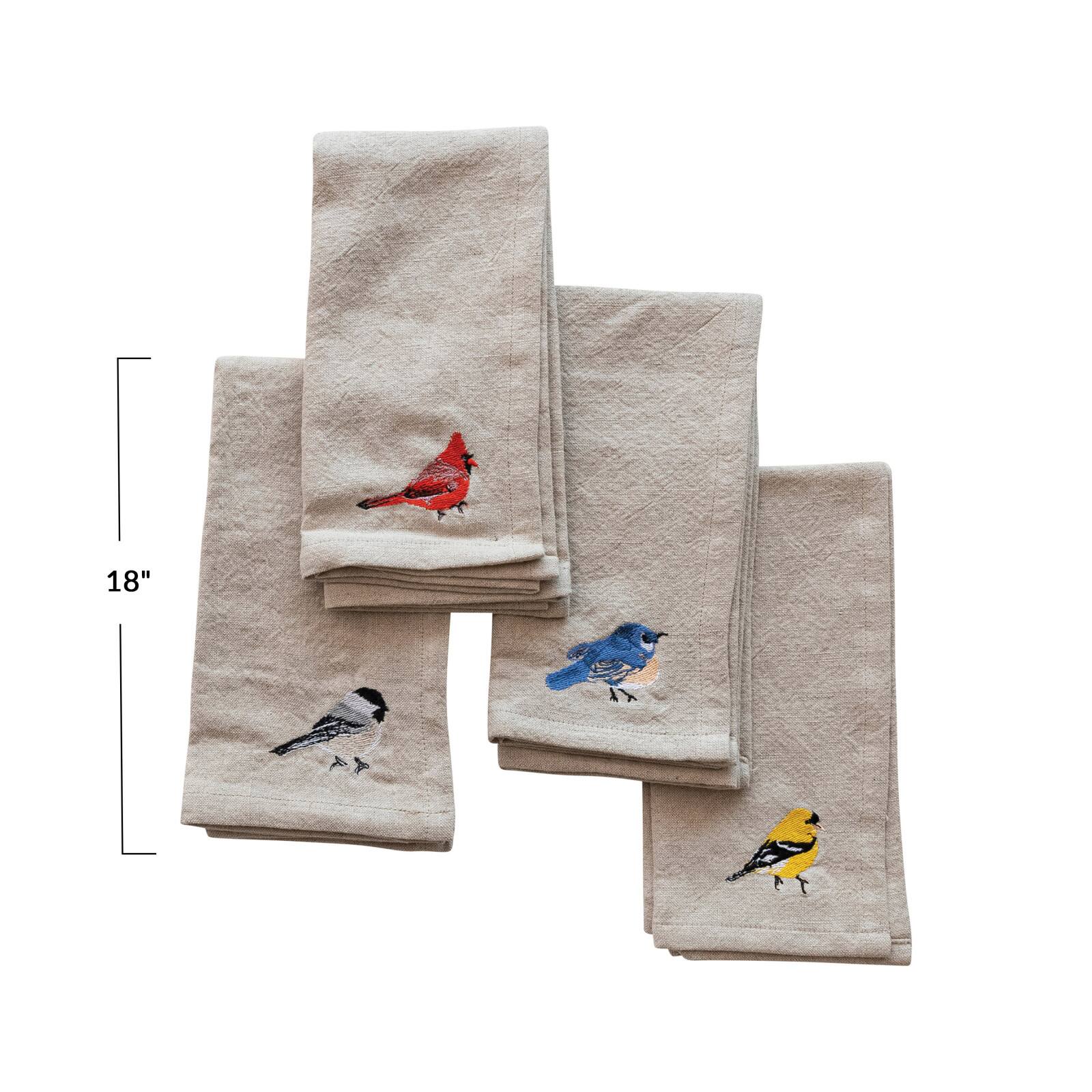 Hello Honey® 18" Cotton & Linen Embroidered Bird Napkin Set