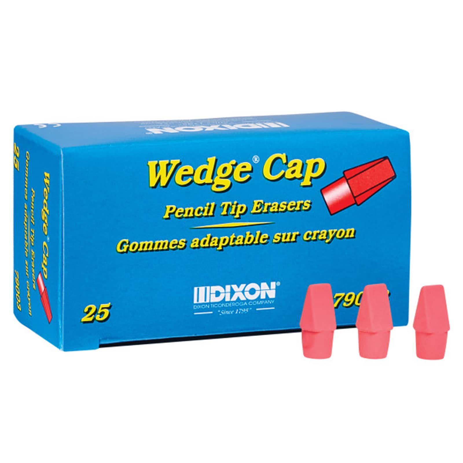 Dixon&#xAE; Wedge Pencil Cap Pink Erasers, 8 Packs of 25