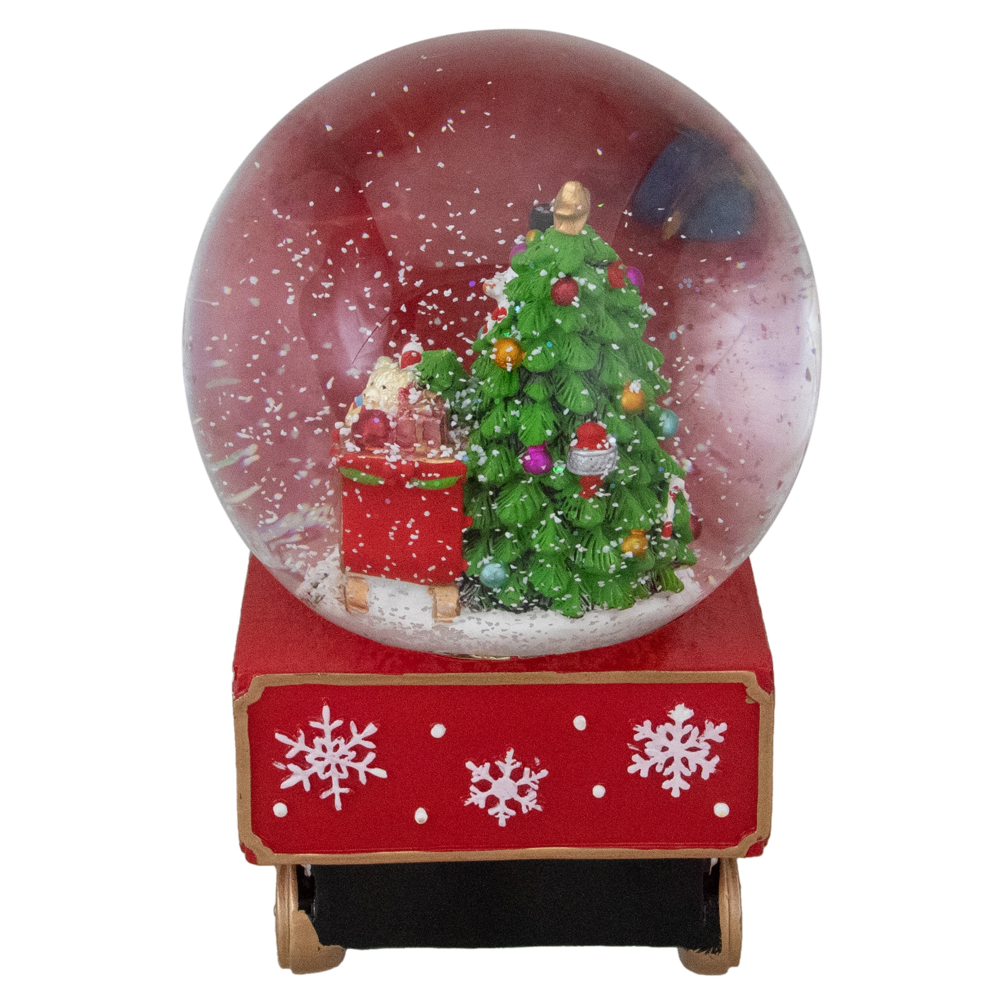 8.5&#x22; Green and Red Christmas Train Snow Globe