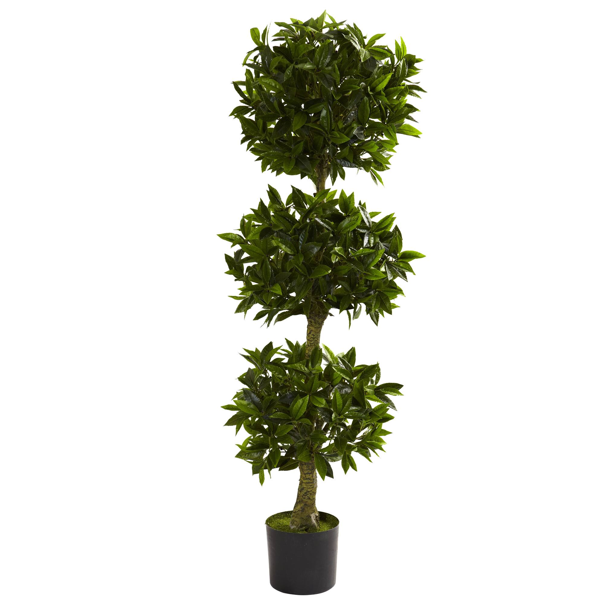 5ft. Potted UV Resistant Triple Bay Leaf Topiary Tree