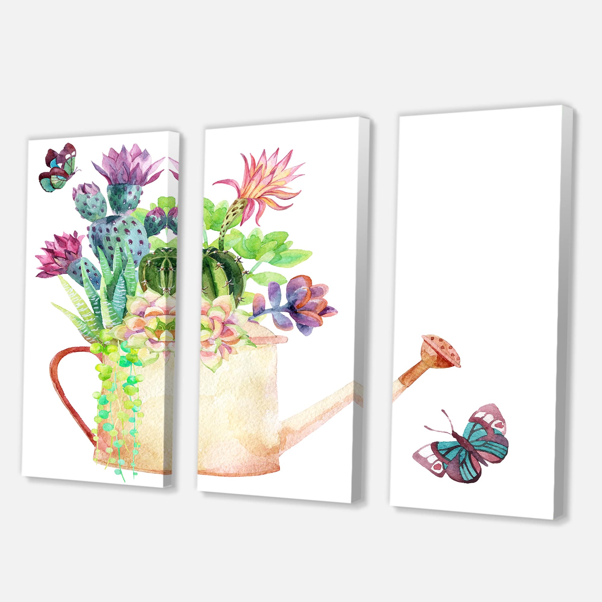 Designart - Succulents In Old Watering Can - Farmhouse Canvas Wall Art Print