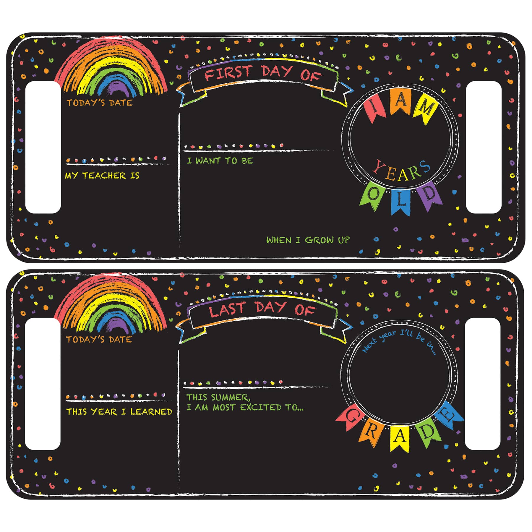 RoomMates Last or First Day of School Rainbow Double-Sided Chalkboard