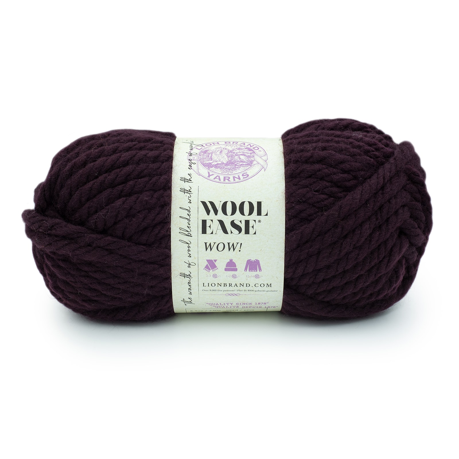 CLARET Red Purple Lion Brand Wool-ease Thick & Quick Yarn Wt 6