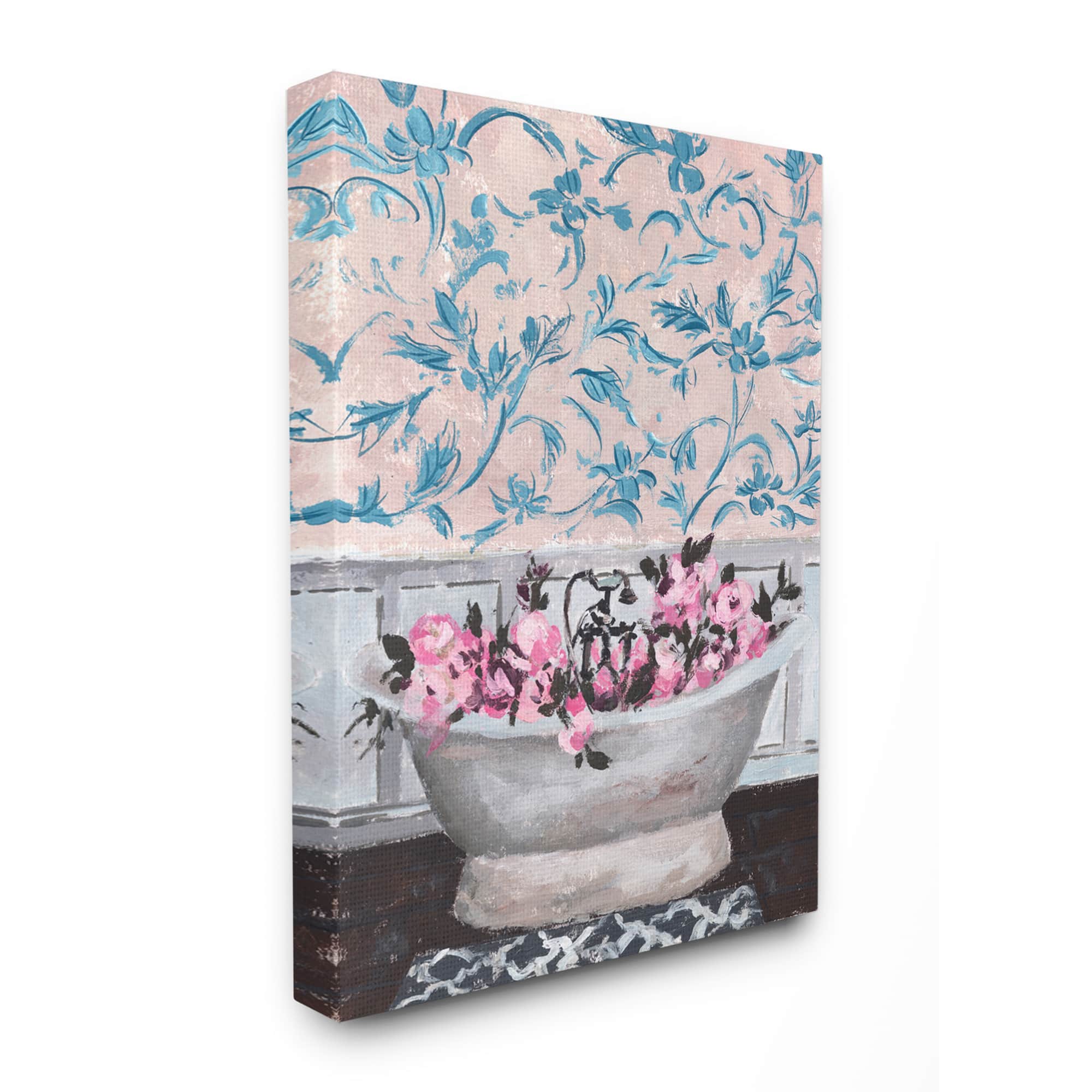 Stupell Industries Flower In Bath Tub Blue & Pink Canvas Wall Art