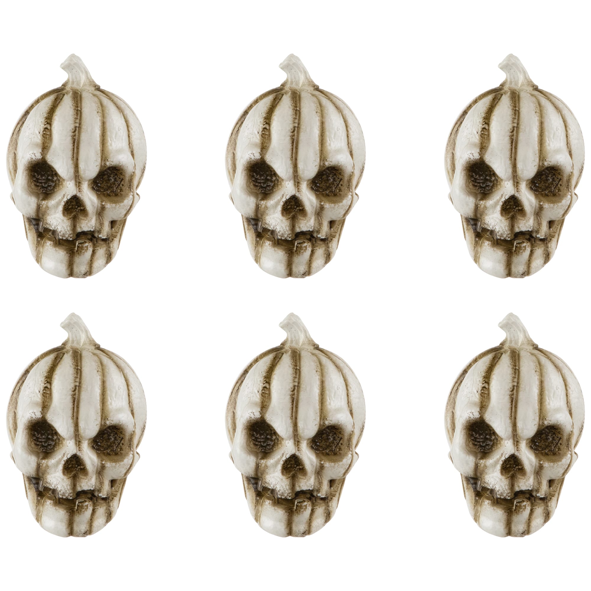 Bag of Mini Pumpkin Head Skulls Halloween Decorations - 3&#x22; - Set of 6