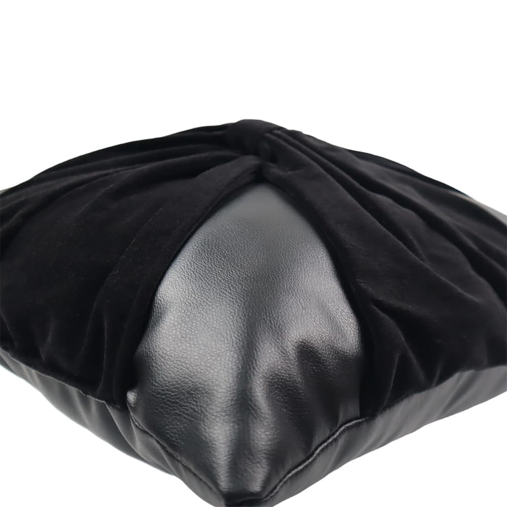 16&#x22; Black Faux Leather &#x26; Velvet Bow Throw Pillow by Ashland&#xAE;