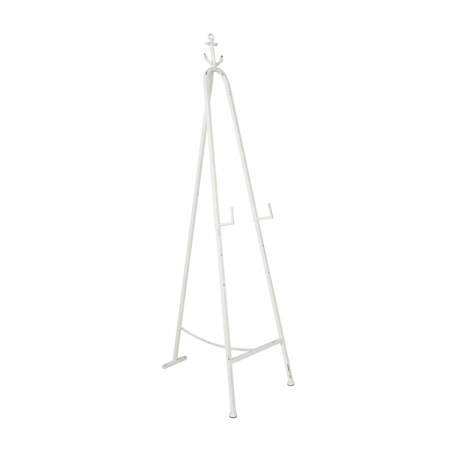 5.5ft. 3-Tier Adjustable White Metal Anchor Easel with Foldable Stand and Chain Support