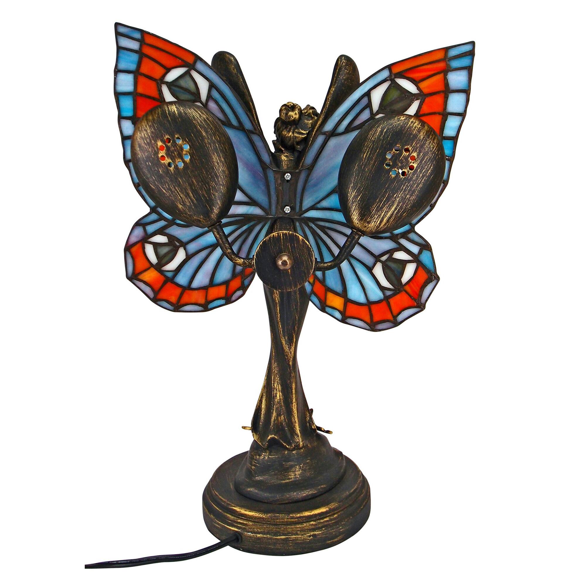 Butterfly Fairy Tiffany-Style Stained Glass Illuminated Sculpture