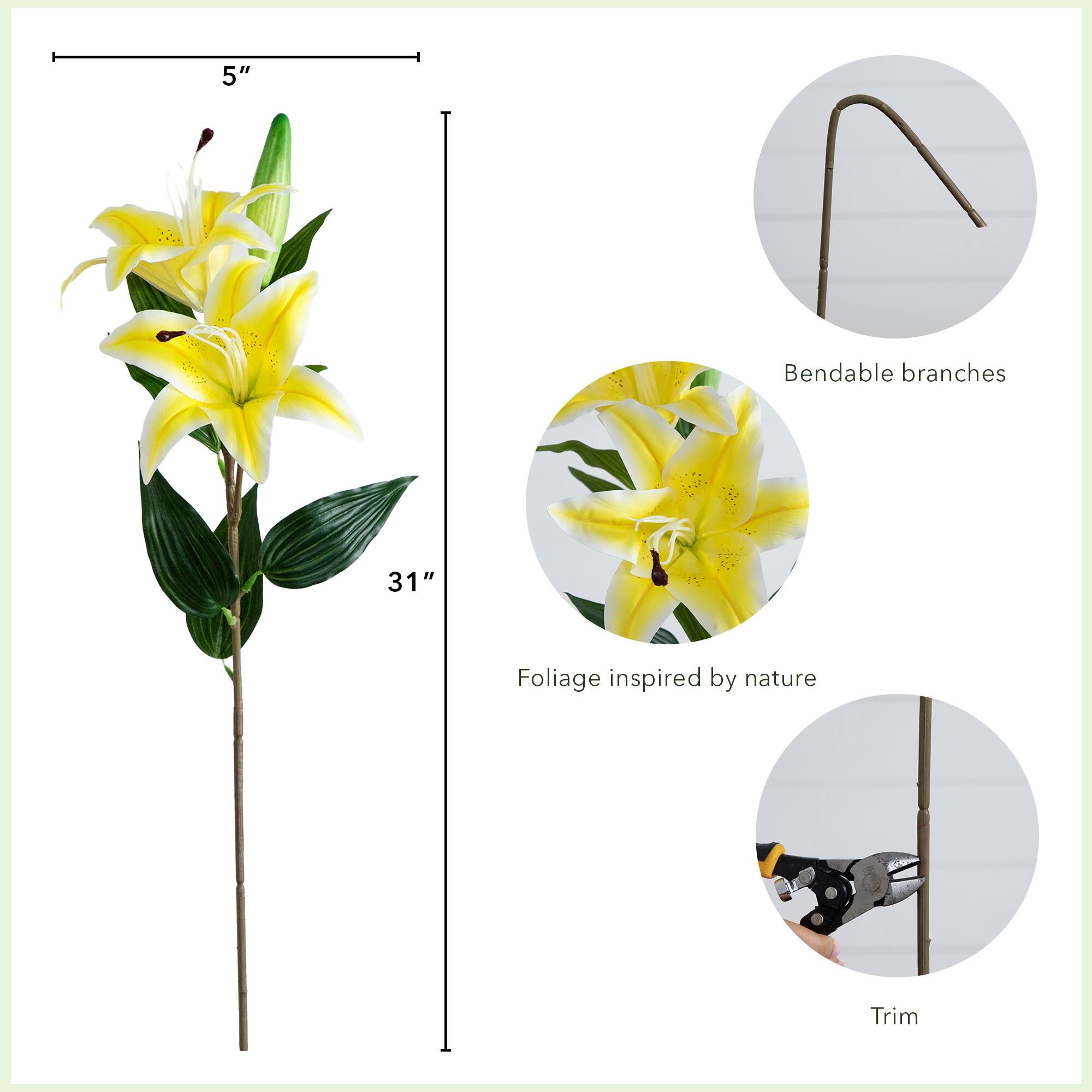 31&#x22; Yellow Lily Flower Stems, 3ct.