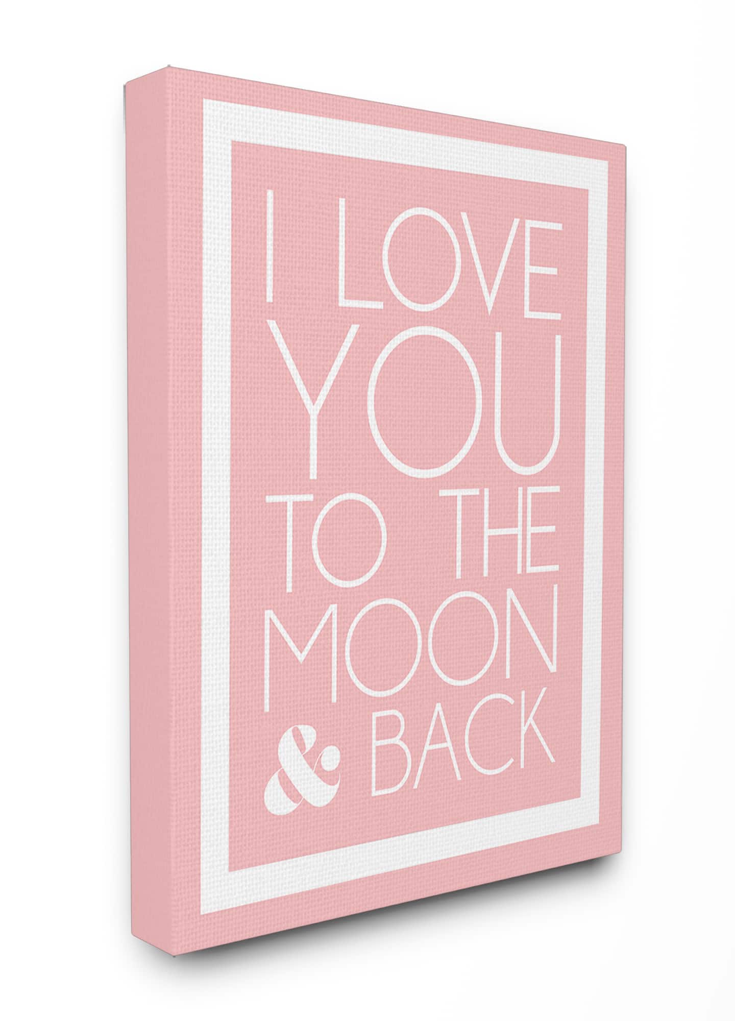 Stupell Industries Pink &#x26; White I Love You To The Moon Wall Art
