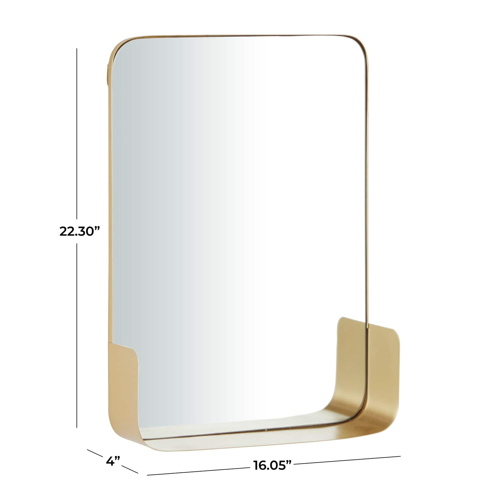 Gold Metal Modern Wall Mirror, 16&#x22; x 4&#x22; x 22&#x22;