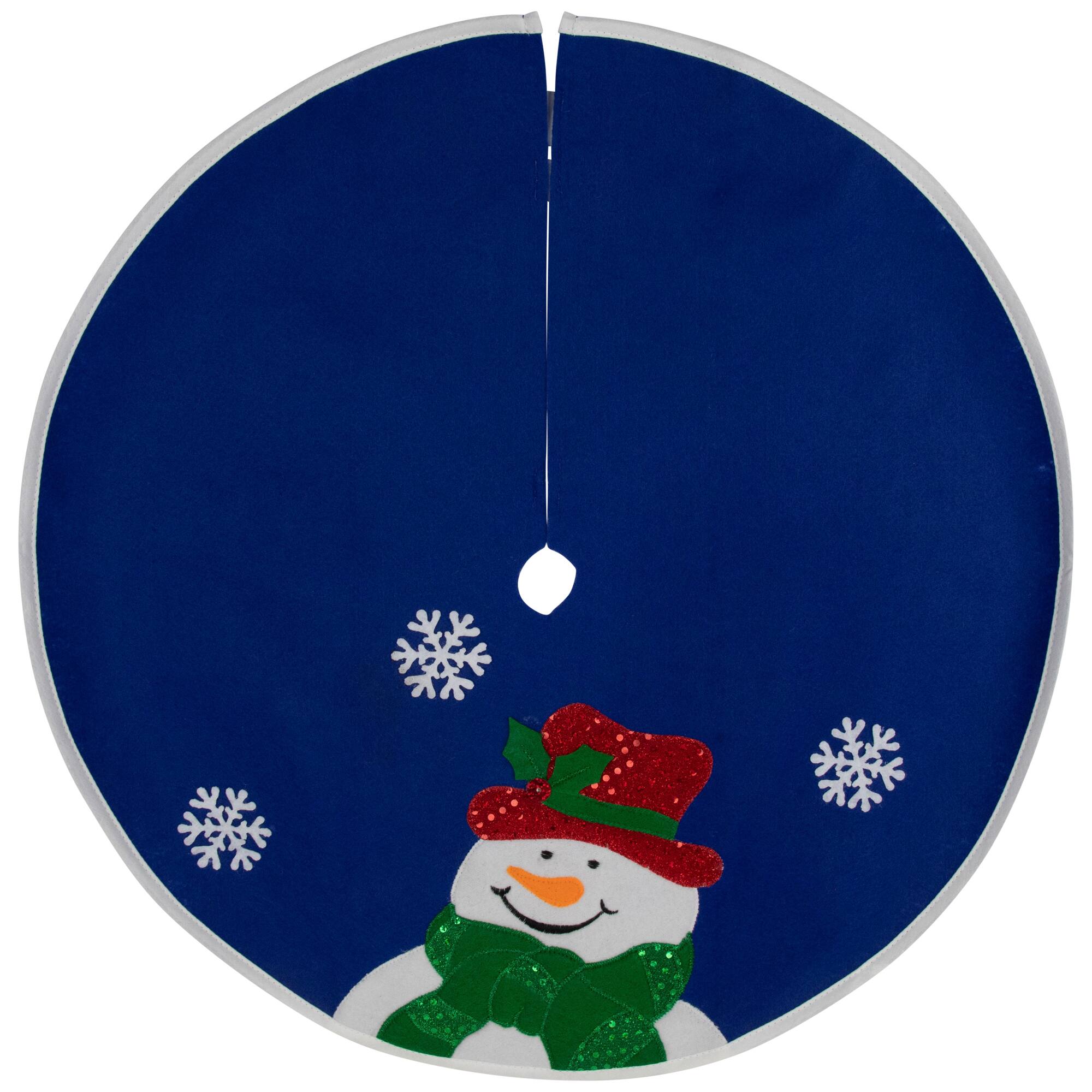 20" Blue Mini Tree Skirt with Embellished Snowman