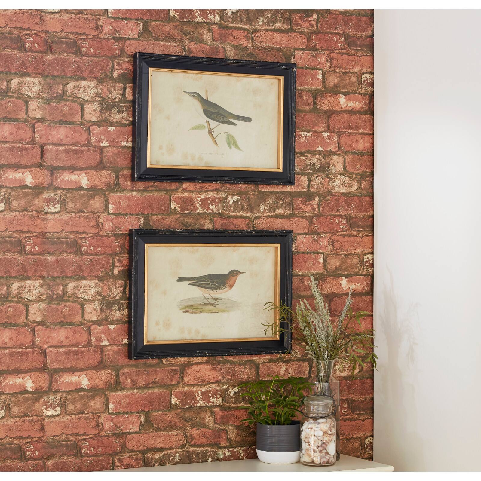 Black Wood Farmhouse Cottage Birds Wall Art Set