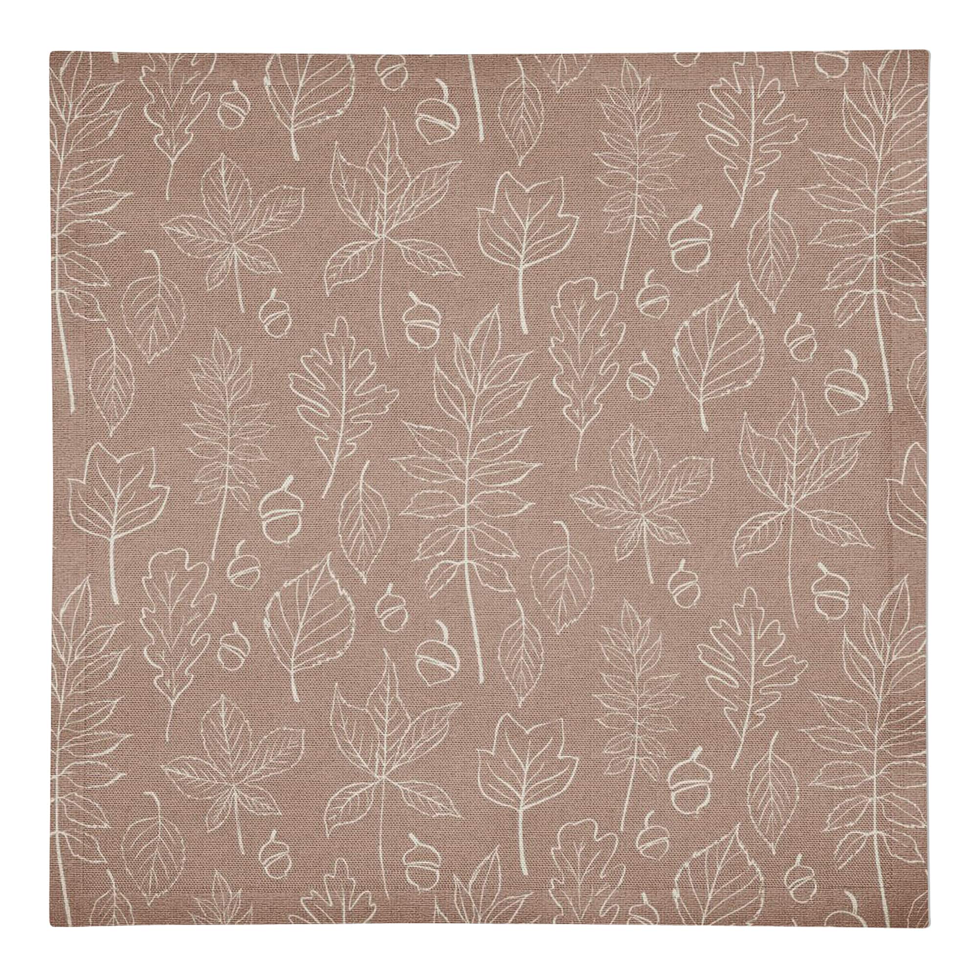Dusty Rose Leaf Pattern Cotton Twill Napkin