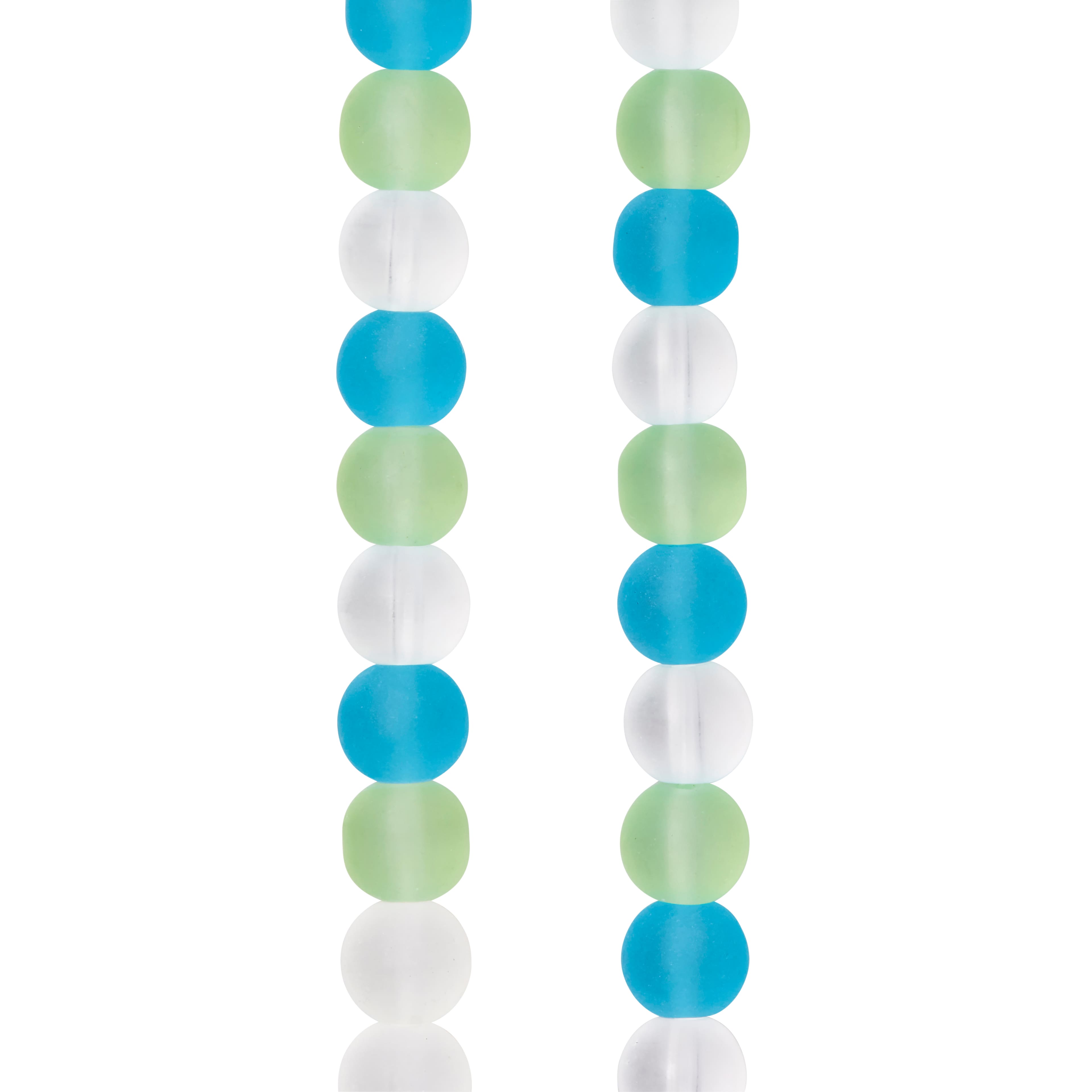 Glow-in-the-Dark Glass Round Beads - 8mm, Blue #7, 15 inch strand