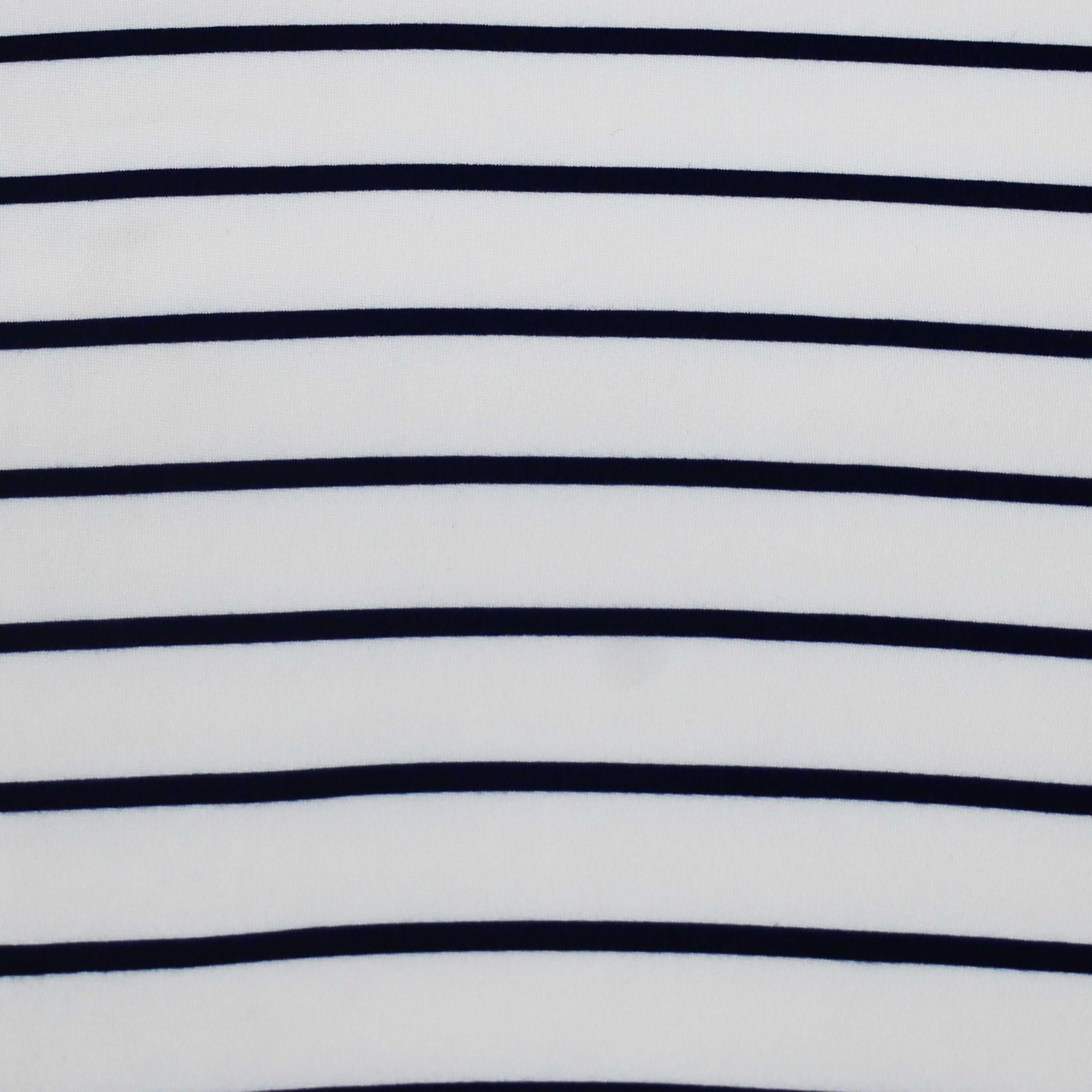Fabric Merchants Navy &#x26; White Stripes Double Brushed 4-Way Stretch Fabric