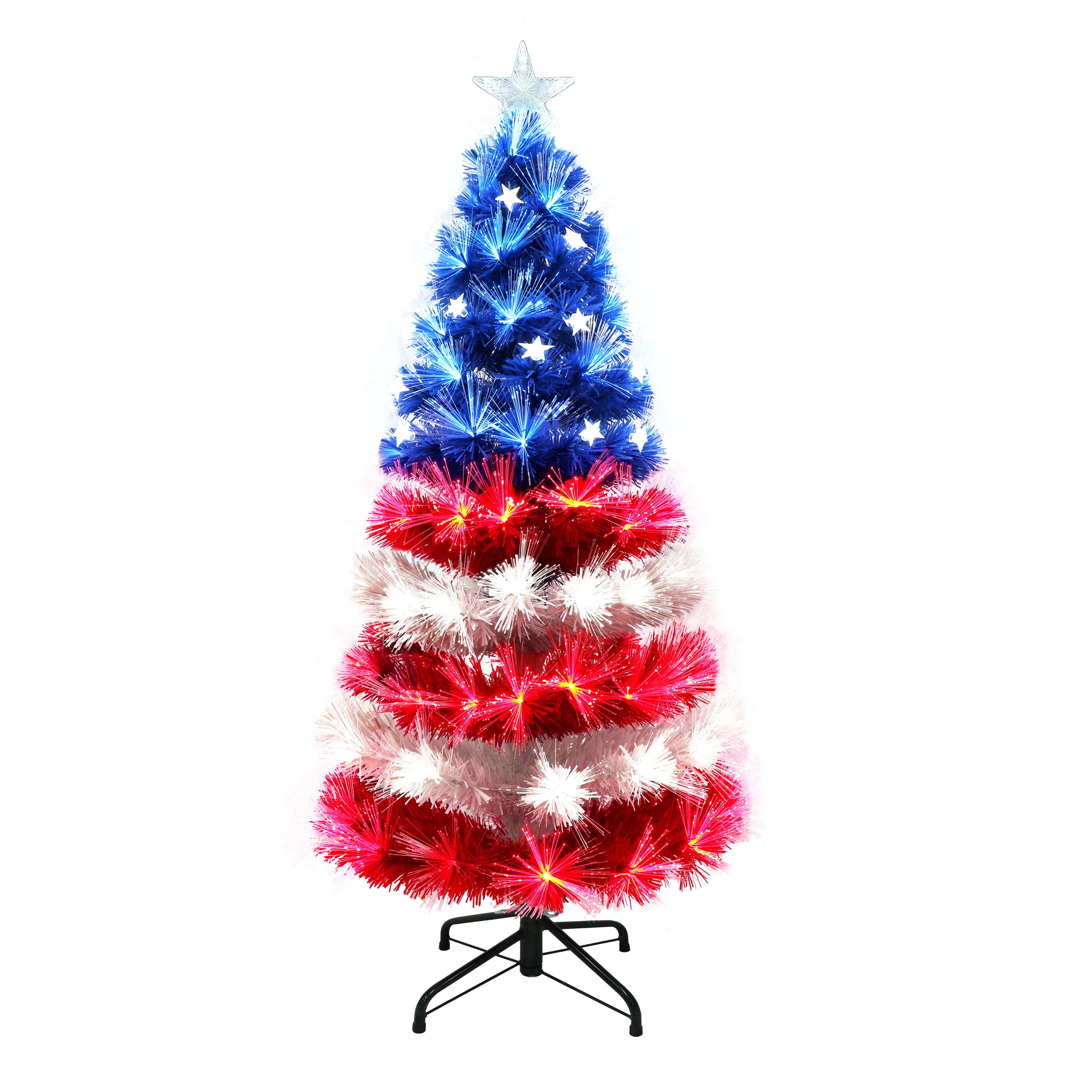 6 Pack: 4ft. Fiber Optic Patriotic Artificial Christmas Tree