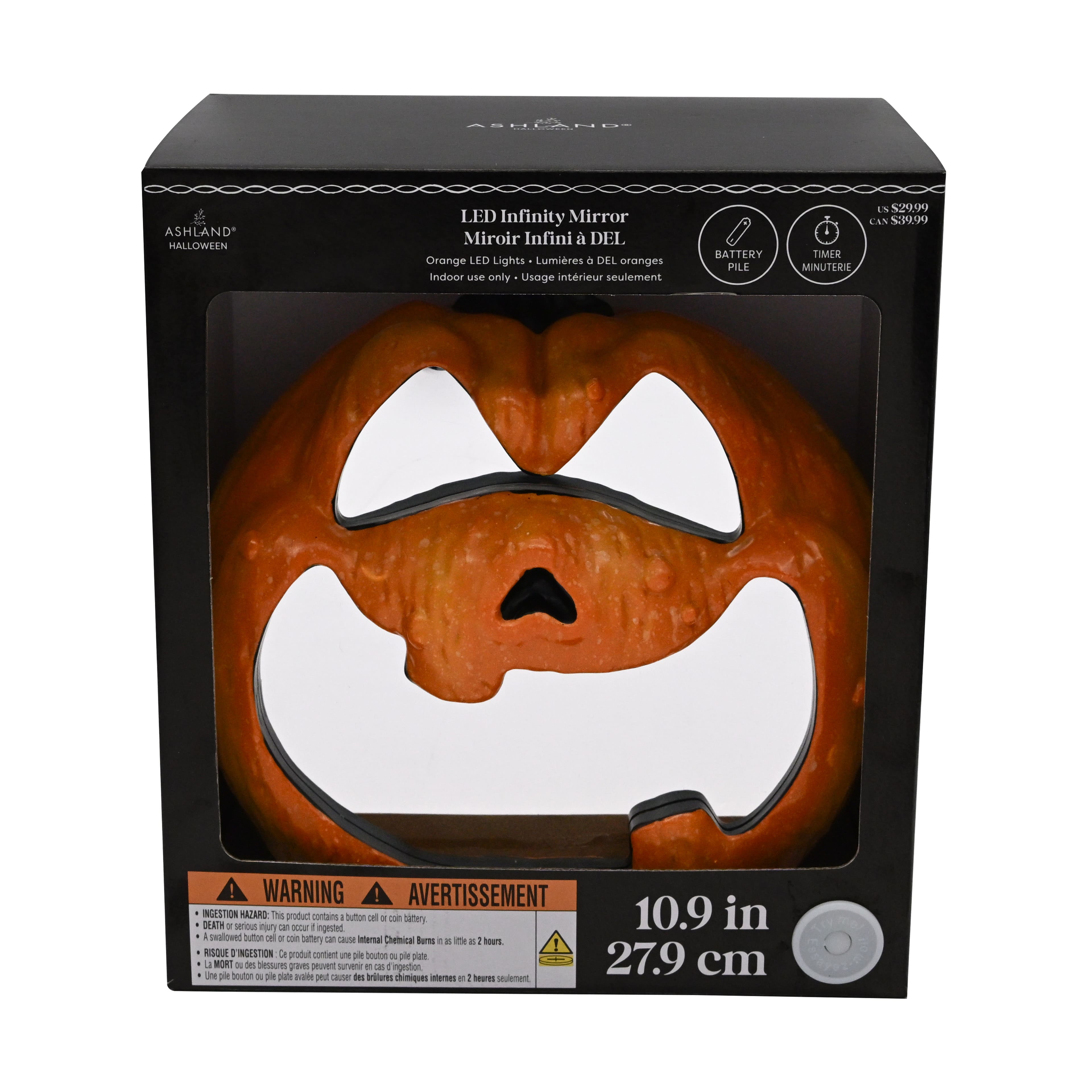 11&#x22; Orange Pumpkin LED Infinity Mirror by Ashland&#xAE;