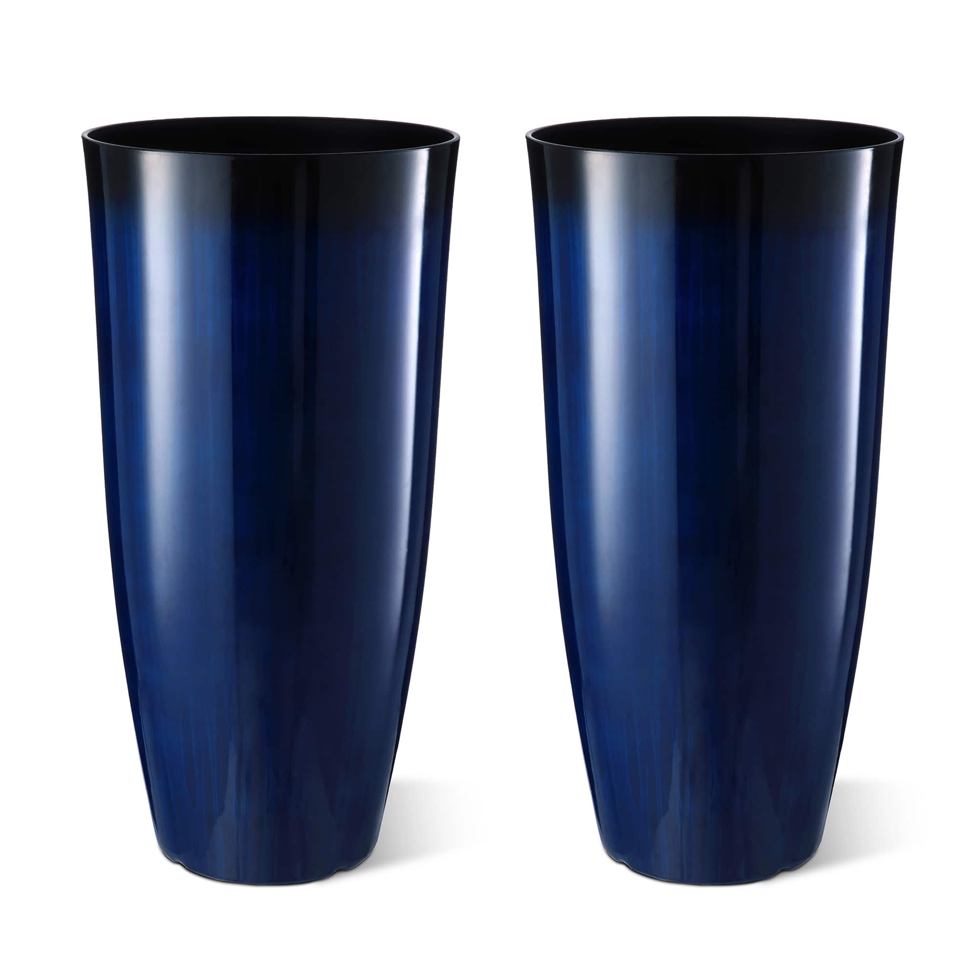 Glitzhome® Oversized Gradient Faux Ceramic Tall Plastic Planters, 2ct.