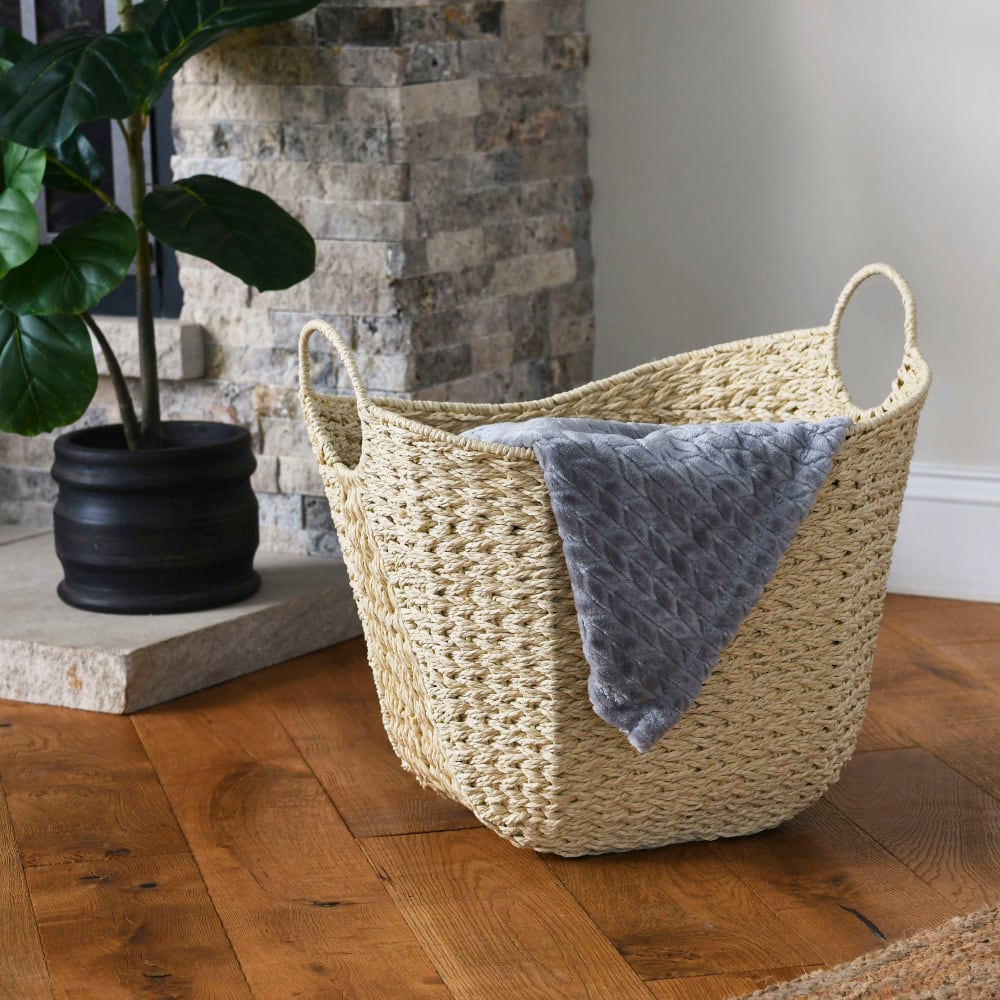 Household Essentials 17.5" Woven Paper Rope Basket with Handles