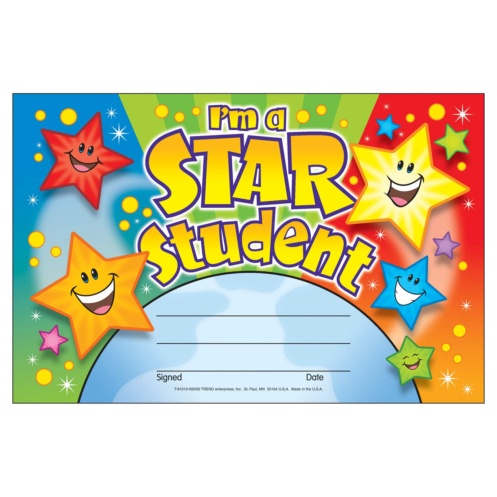 Trend Enterprises&#xAE; I&#x27;m a Star Student Recognition Awards, 6 Packs of 30