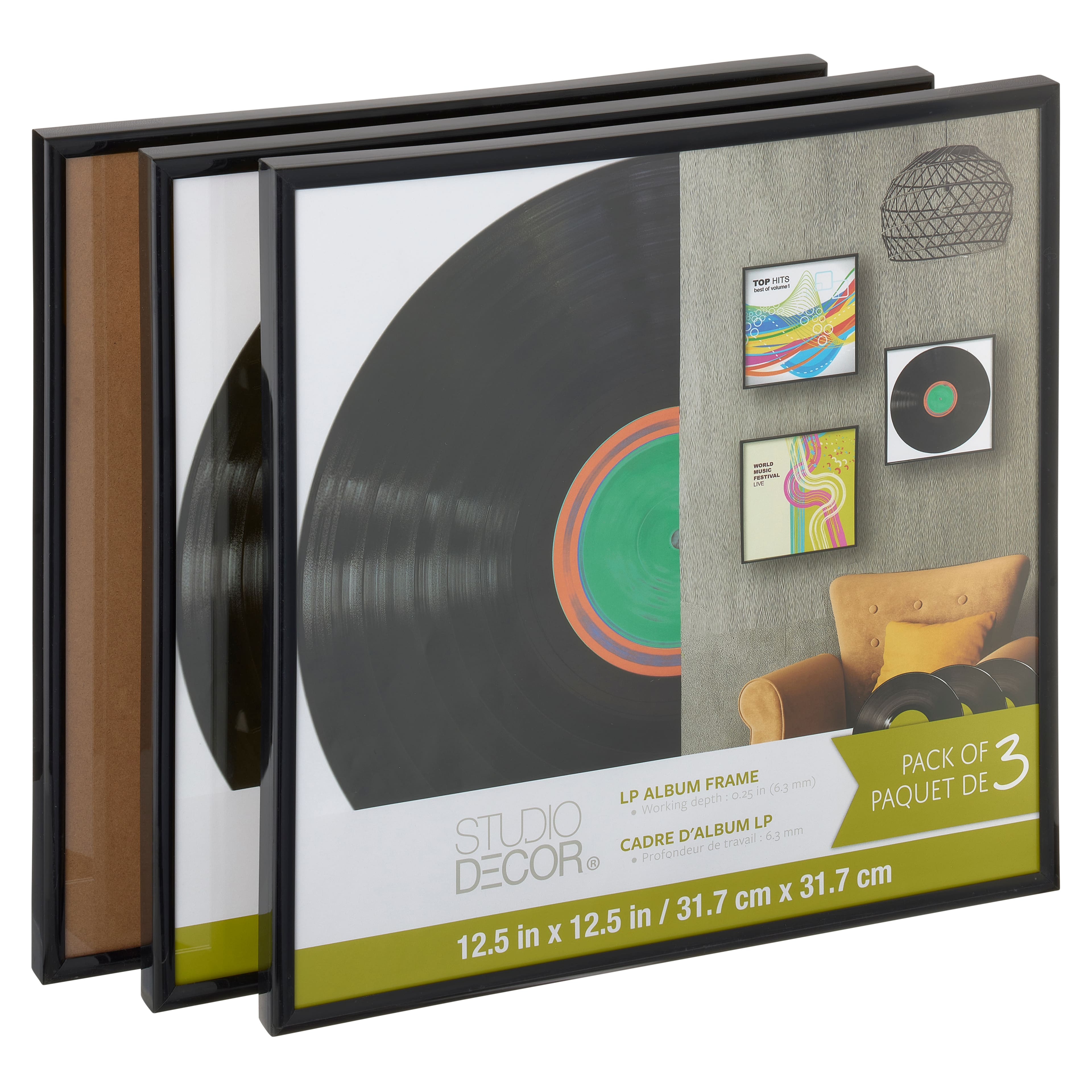 Paquet de 3 cadres pour disque vinyle de Studio Décor