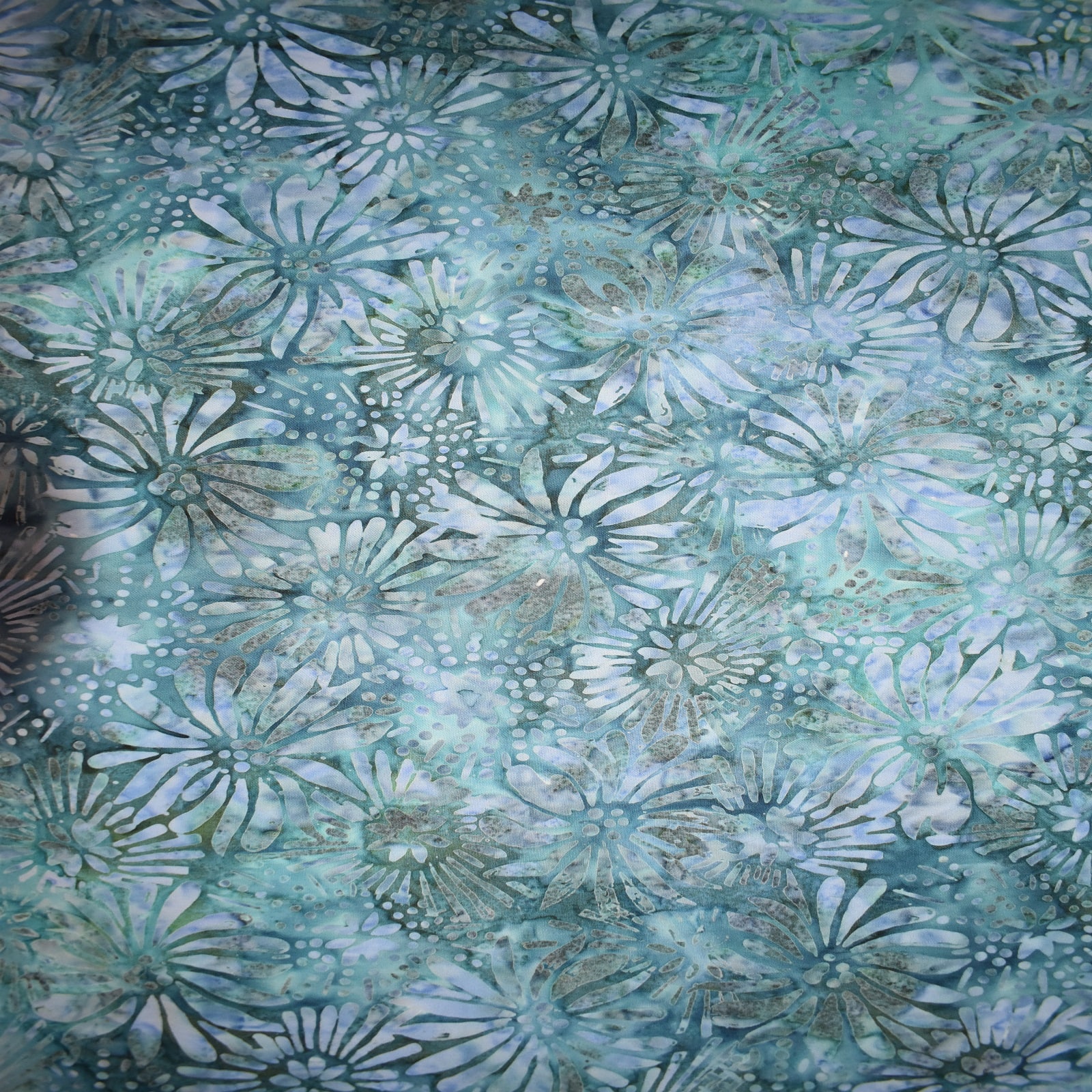 Feldman Batik Purple Turquoise Stamp Large Floral Cotton Fabric