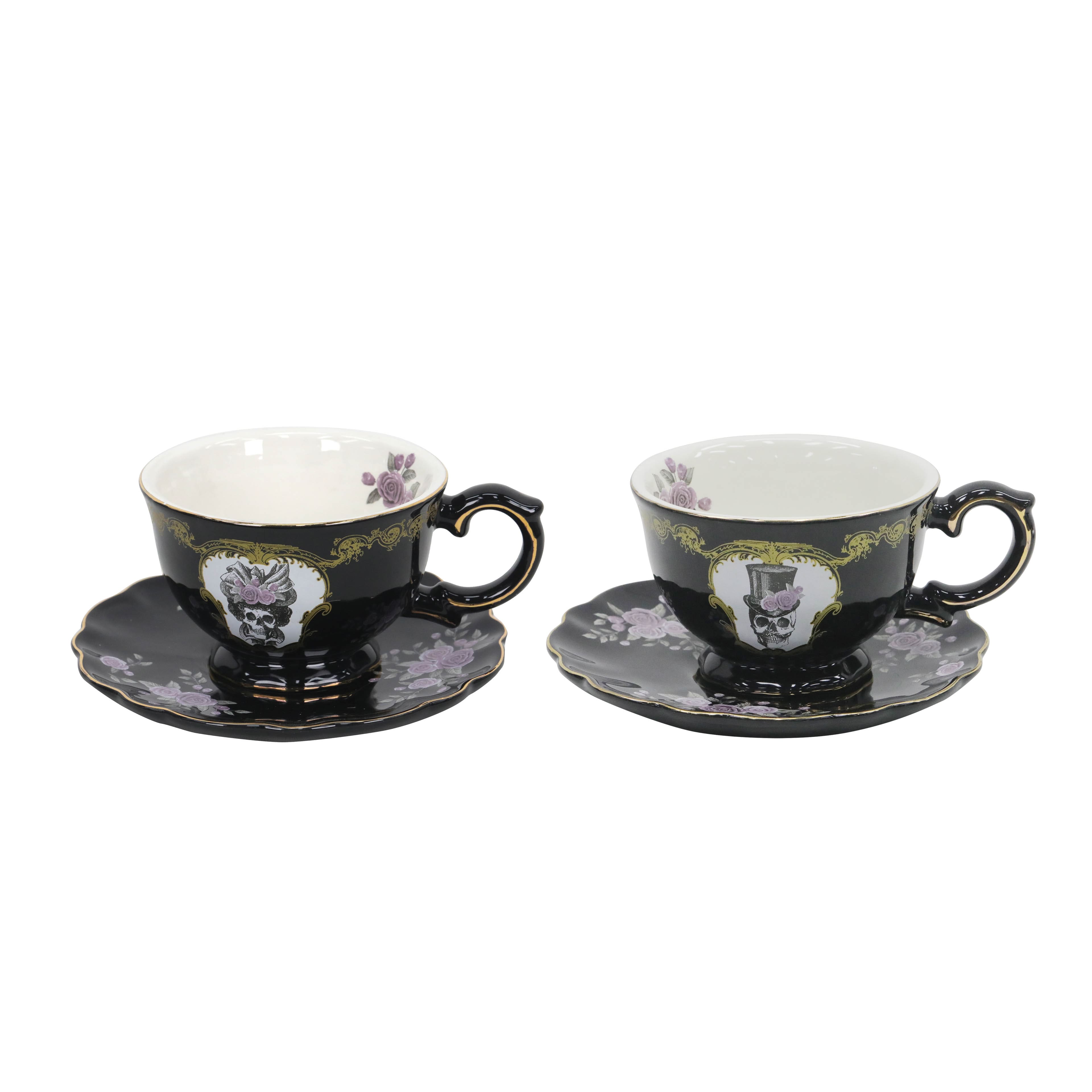 Assorted 7oz. Skull &#x26; Roses Ceramic Teacup &#x26; Saucer Set, 1pc. by Ashland&#xAE;