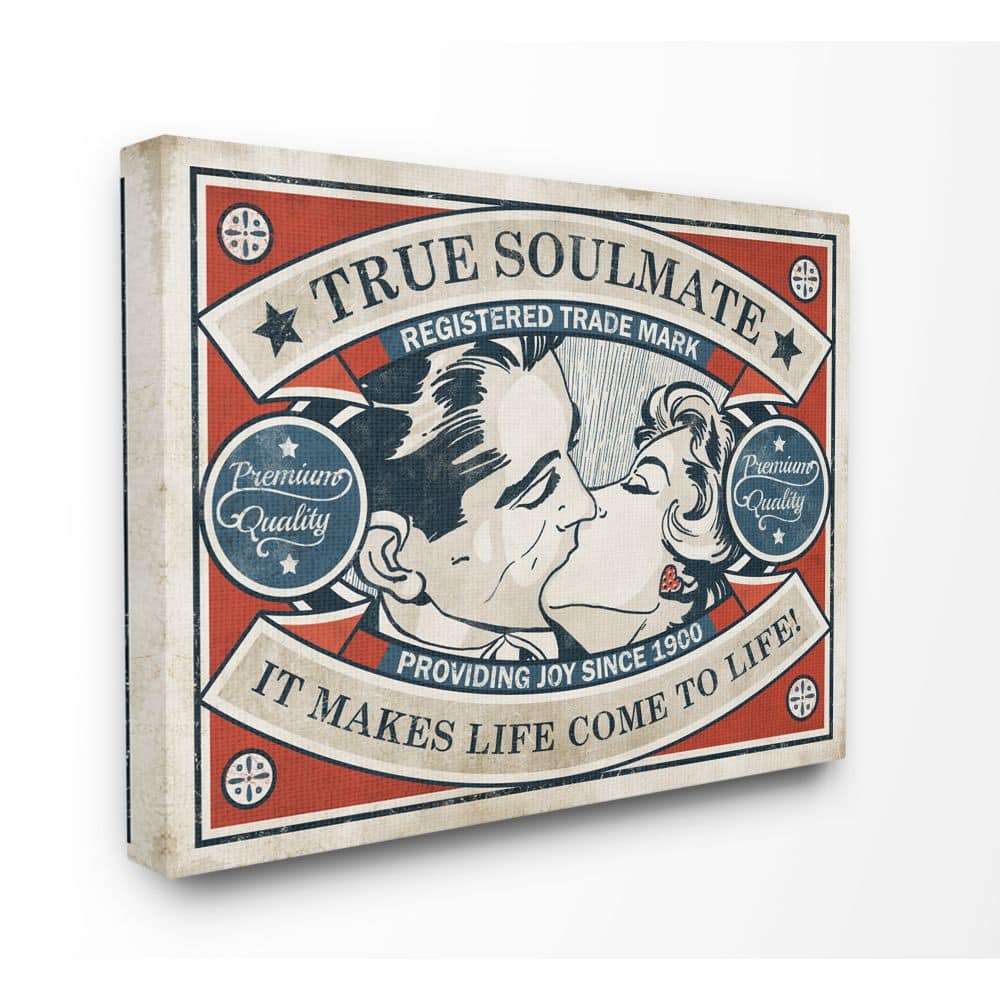 Stupell Industries True Soulmate Retro Canvas Wall Art