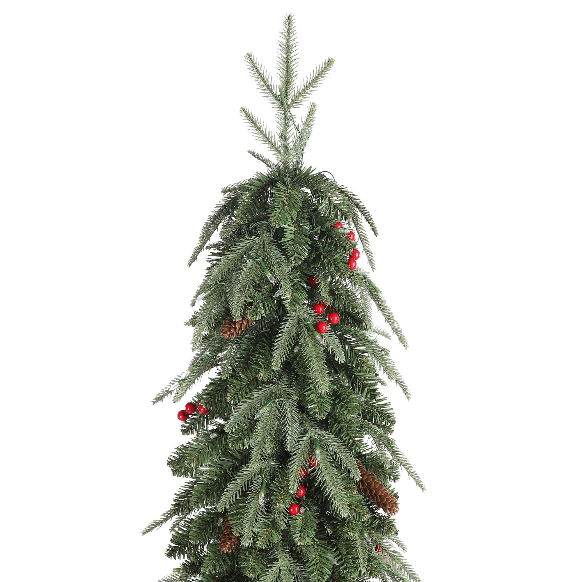 Glitzhome&#xAE; 7ft Pre-lit Green Artificial Christmas Porch Tree, Warm White Lights