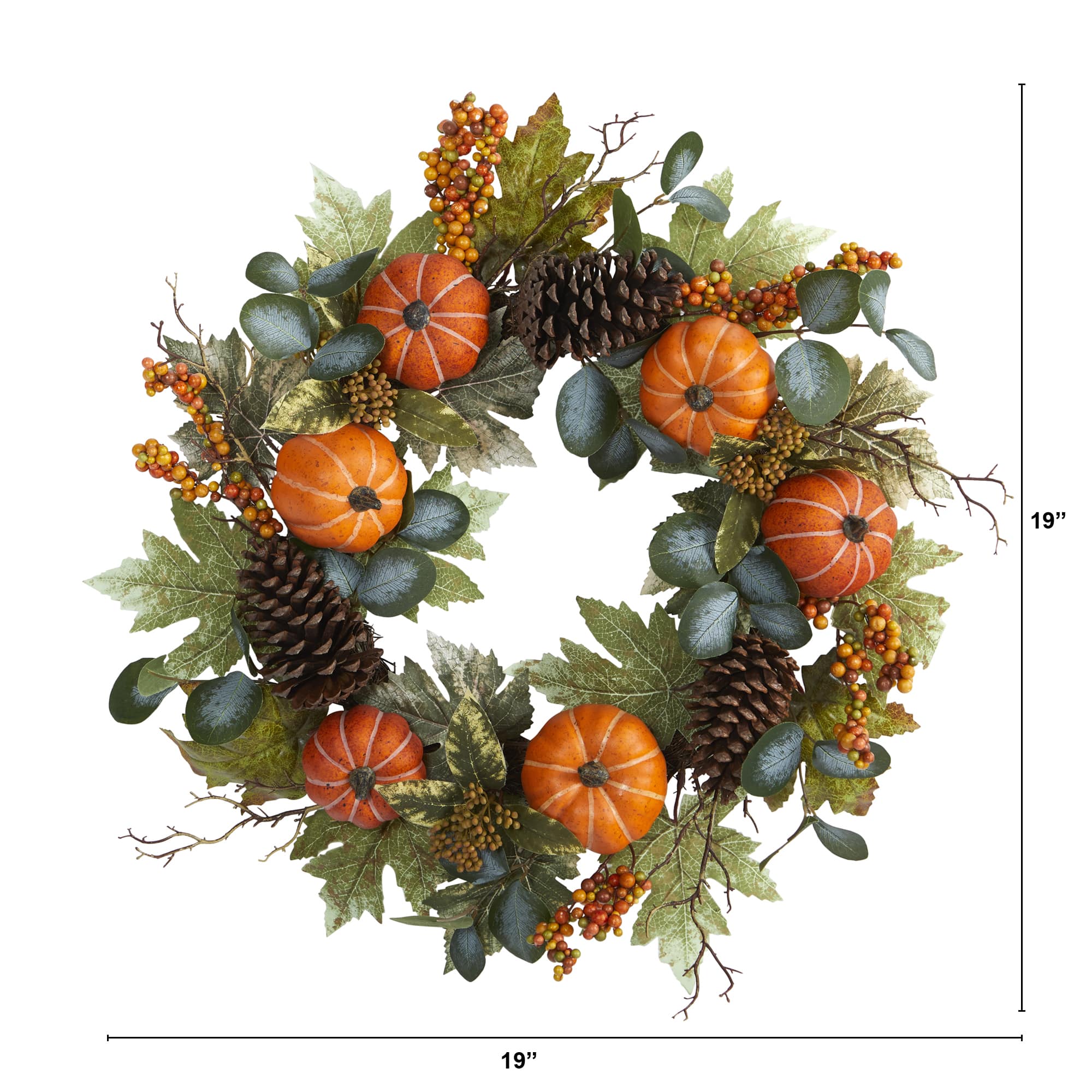 24&#x22; Pumpkins, Pinecones &#x26; Berries Fall Wreath