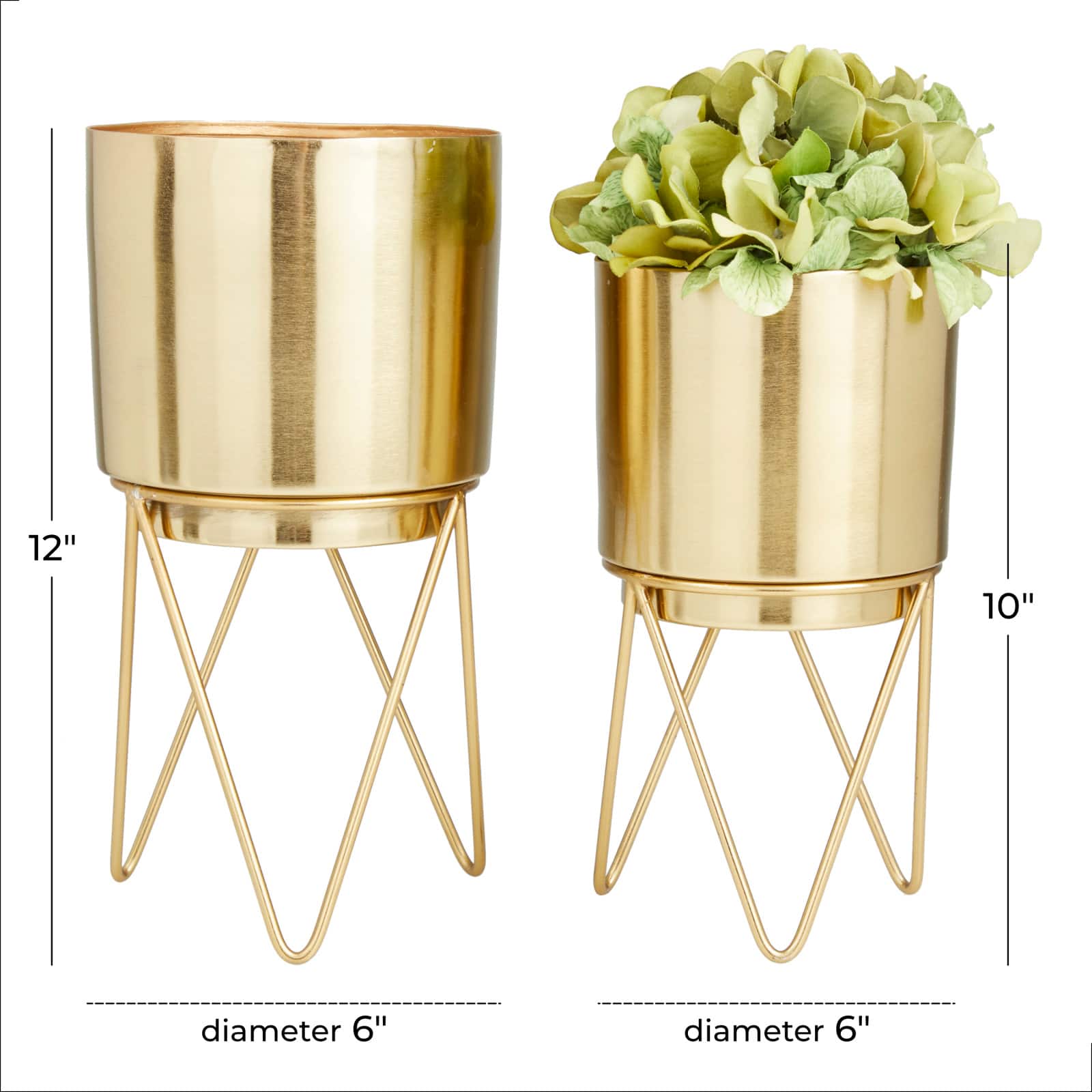 Gold Modern Planter, Set of 2&#x22; 6&#x22;, 6&#x22;