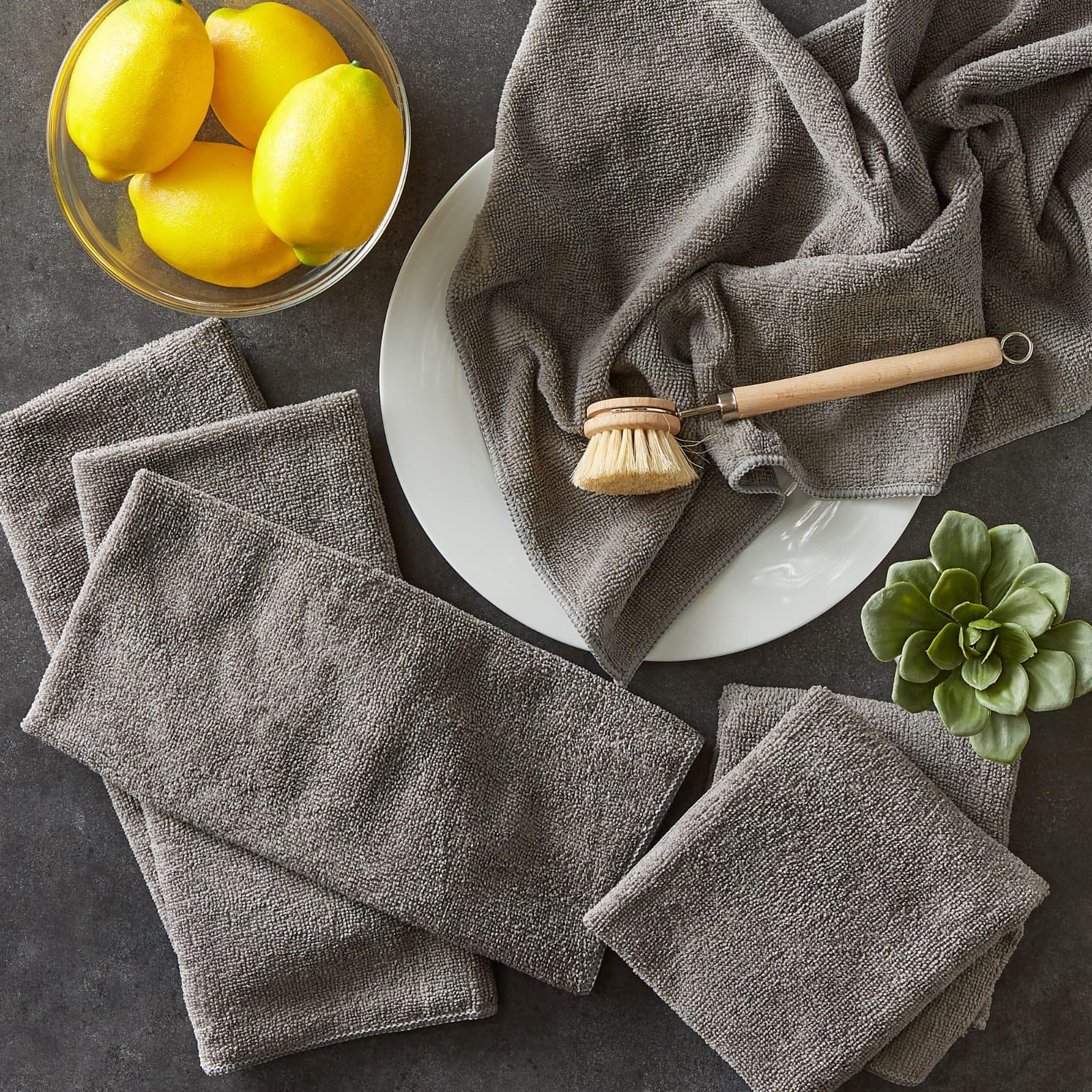 DII® Gray Essential Microfiber Dishtowels, 6ct.