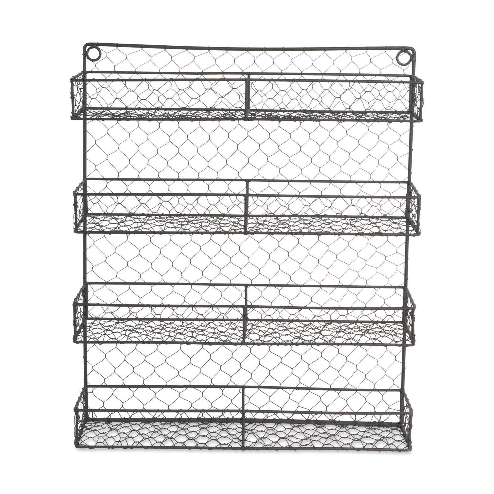 12-inch Black Chicken Wire Wall Mounted Spice Rack, Kitchen