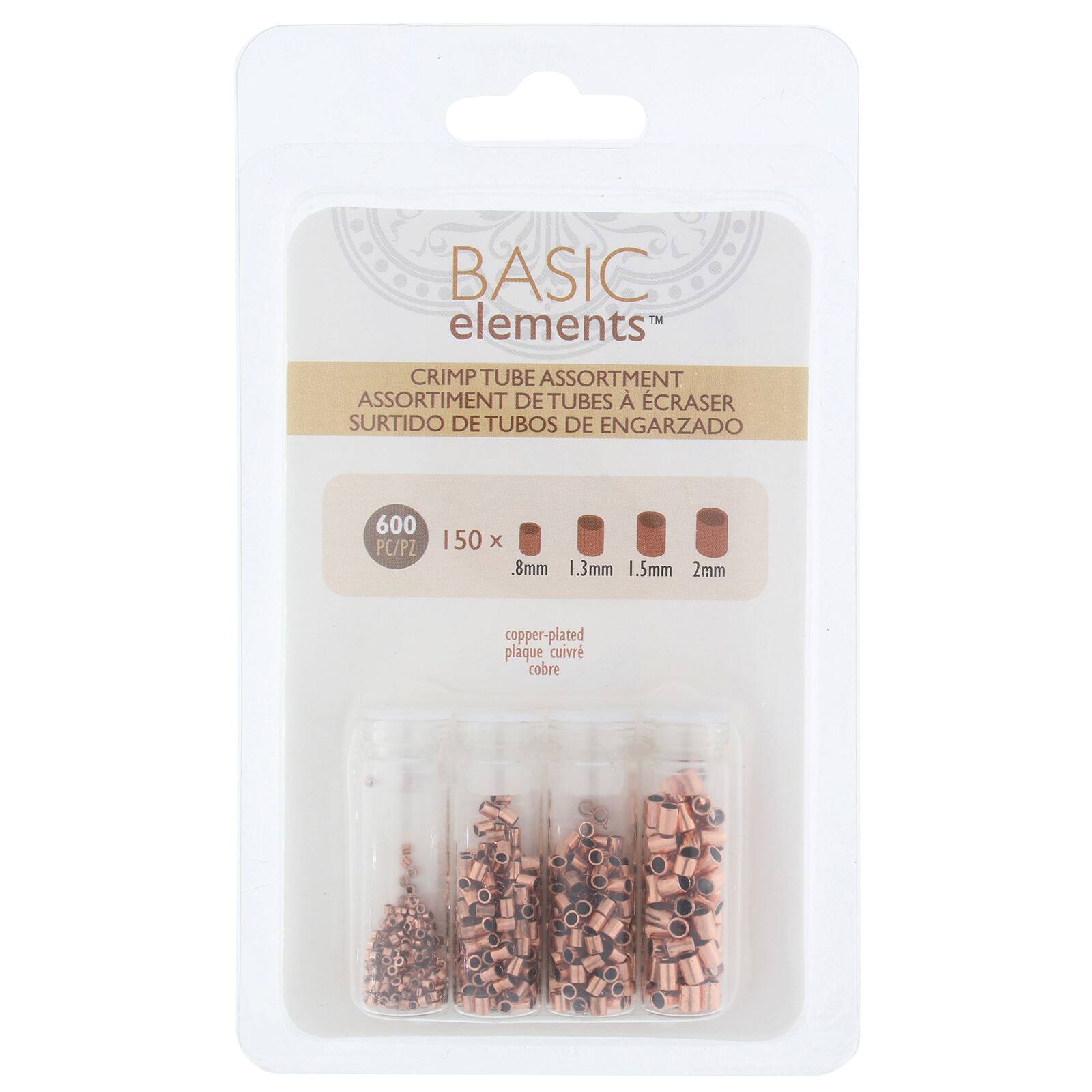The Beadsmith® Assorted Copper Plated Crimp Tubes, 600ct.