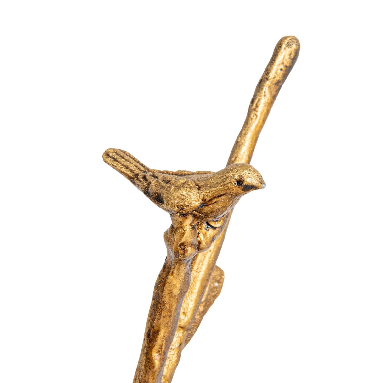 Hello Honey&#xAE; 8.25&#x22; Gold Antique Pewter Jewelry Holder with Bird Detail