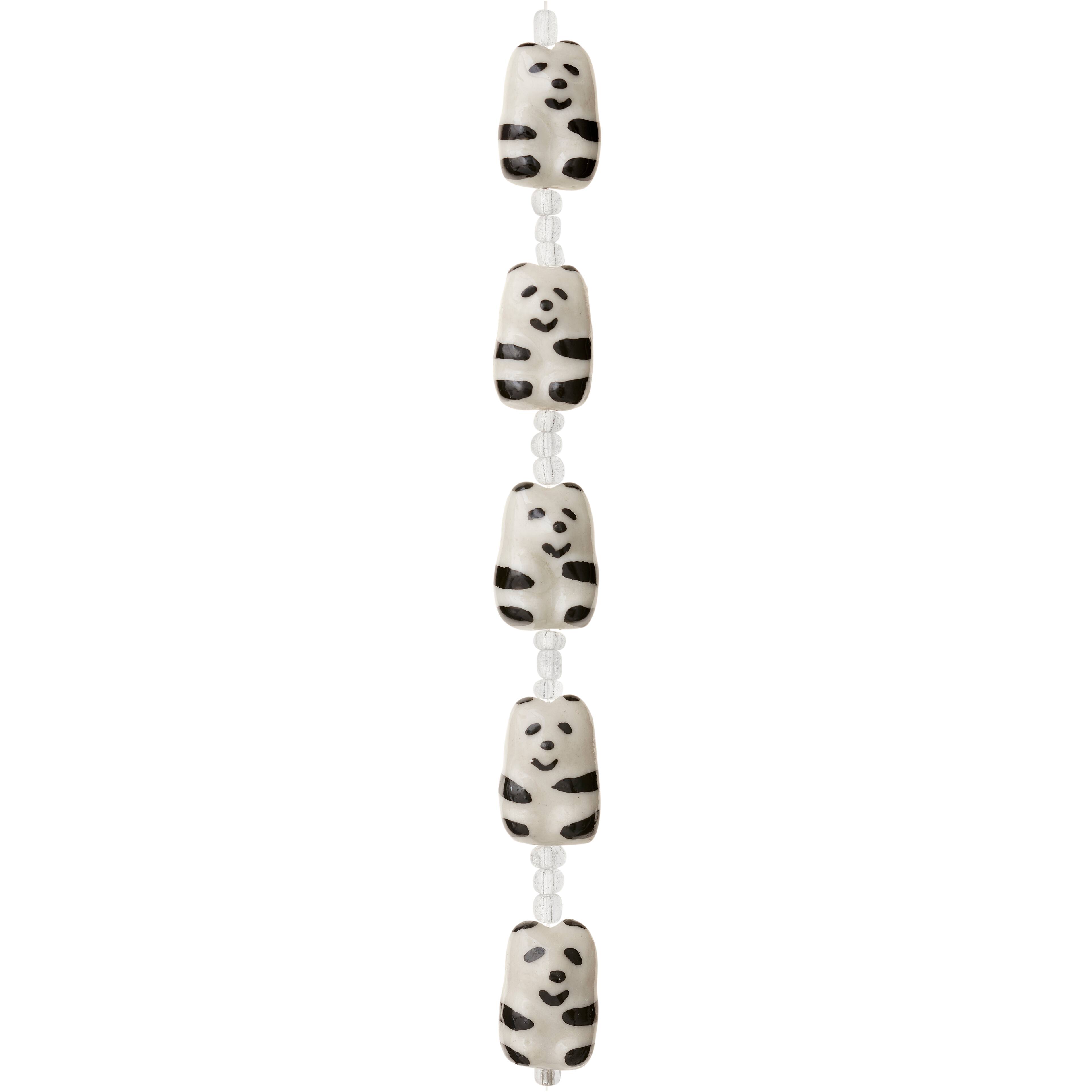12 Pack: Black & White Ceramic Panda Beads, 20mm by Bead Landing™