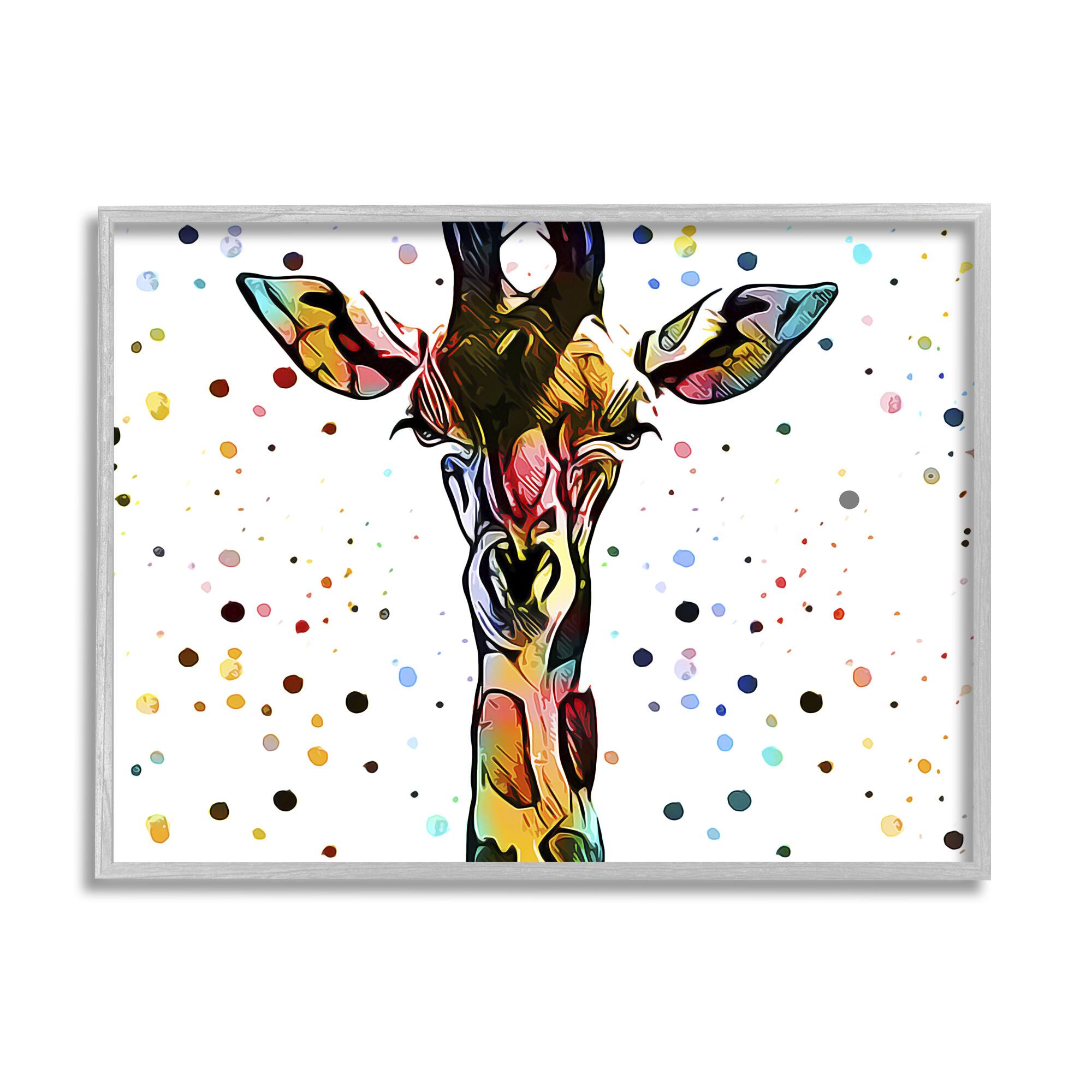 Stupell Industries Modern Giraffe Portrait Abstract Kids' Polka Dot Pattern Framed Wall Art