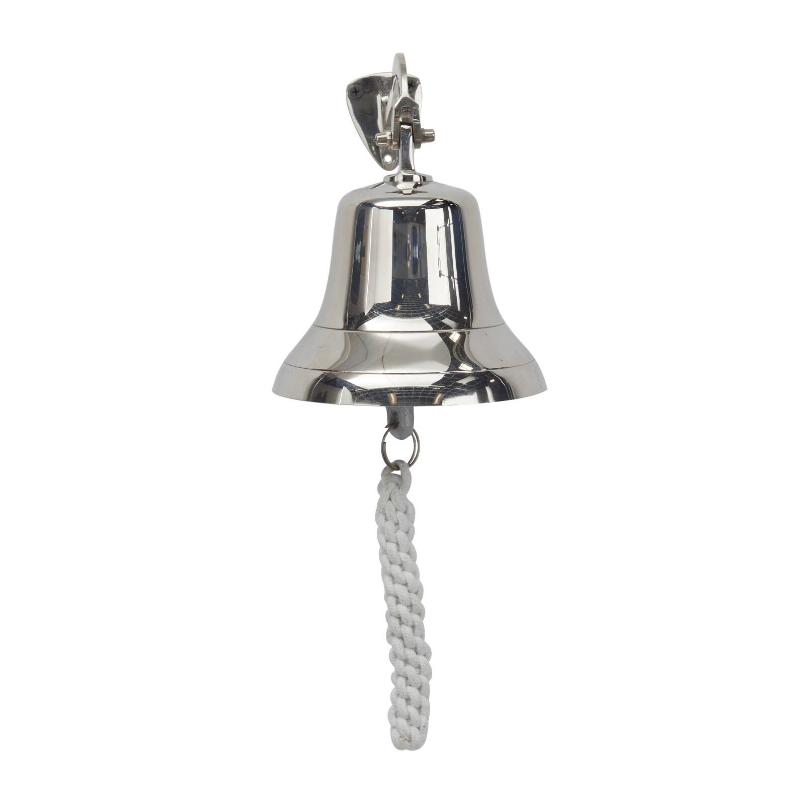 7.5&#x22; Silver Nautical Bell Wall Accent with Rope Pull