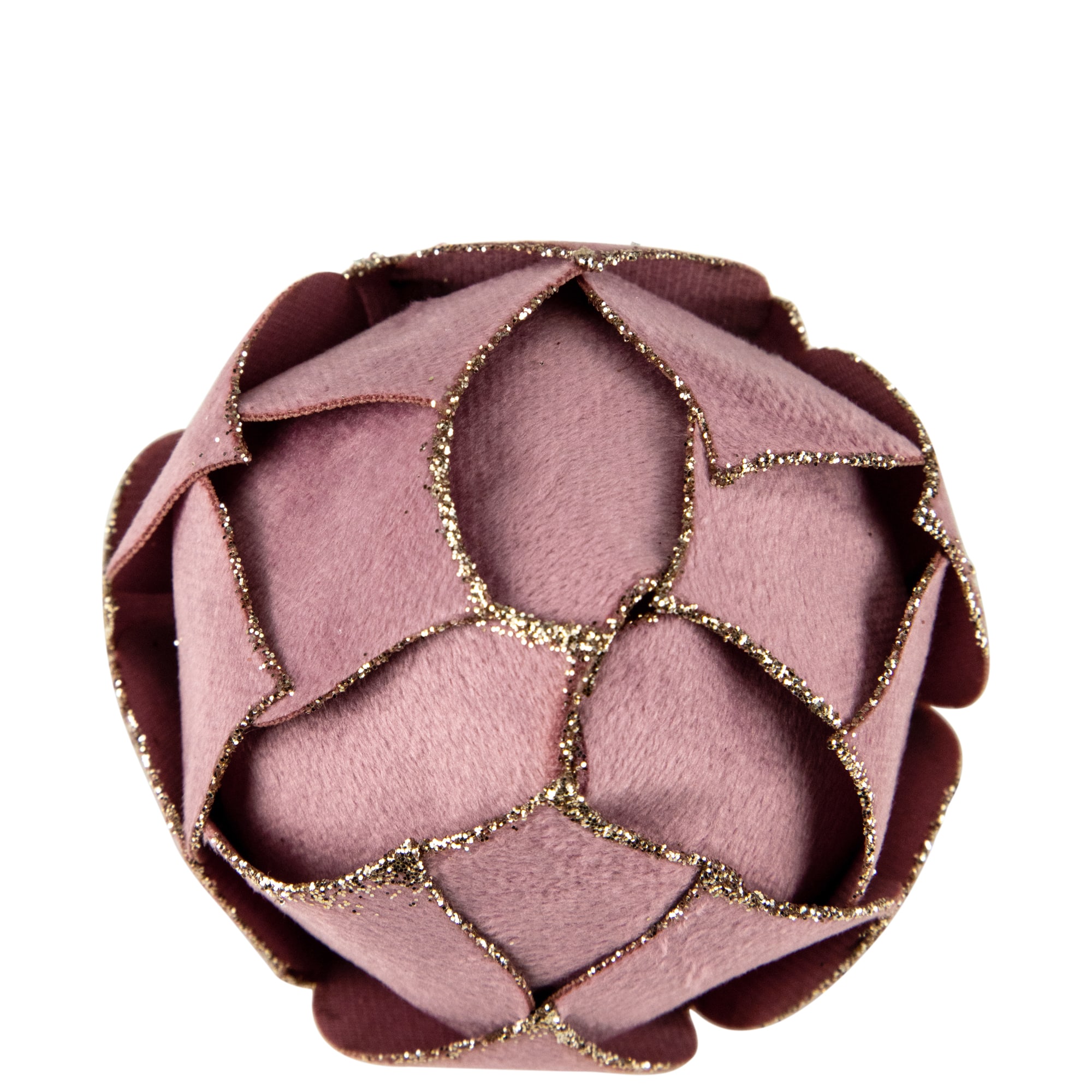 5" Pink Flower Glitter Petal Shatterproof Ball Ornament