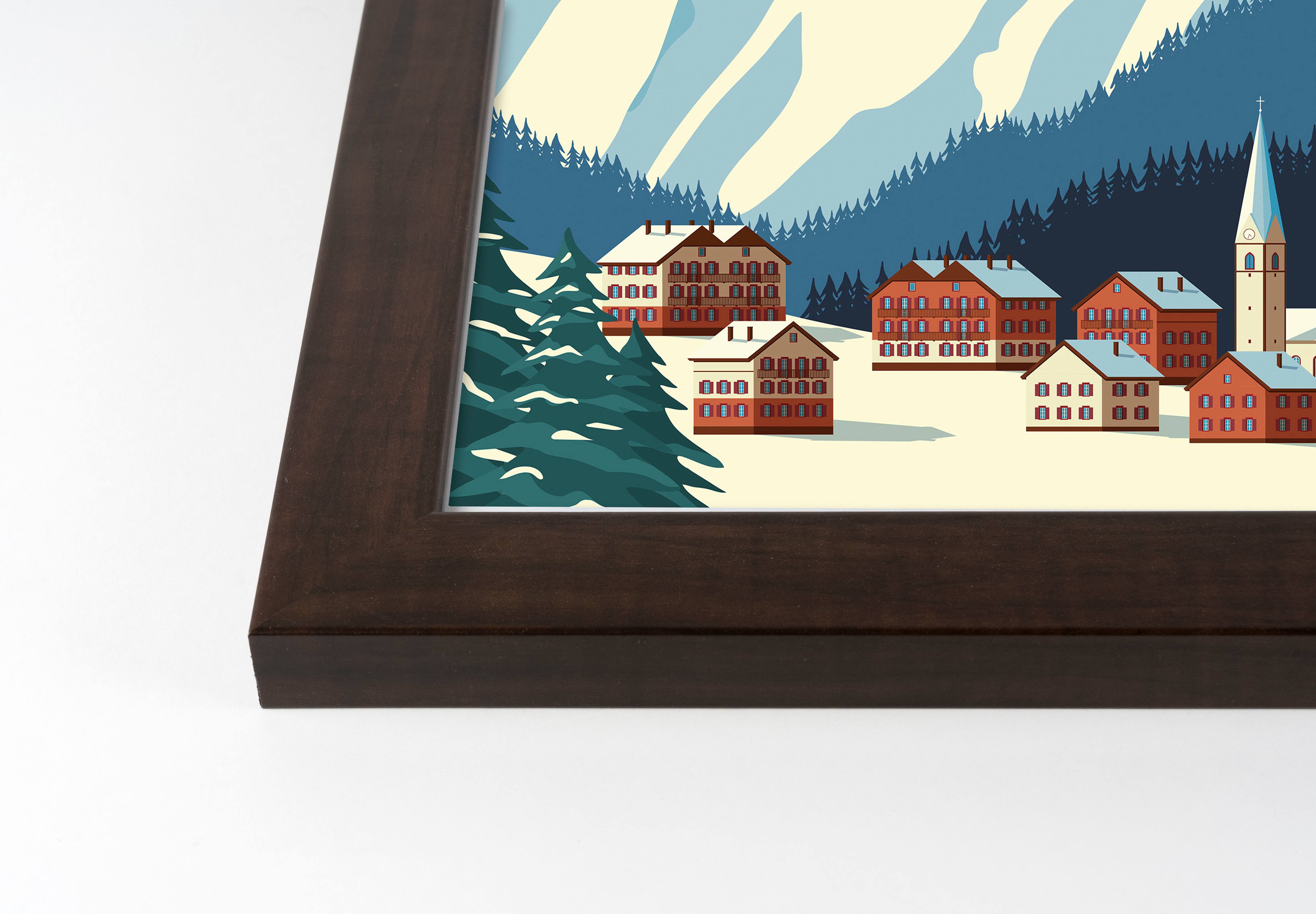 Mountain Basetown Black Framed Print Under Plexiglass