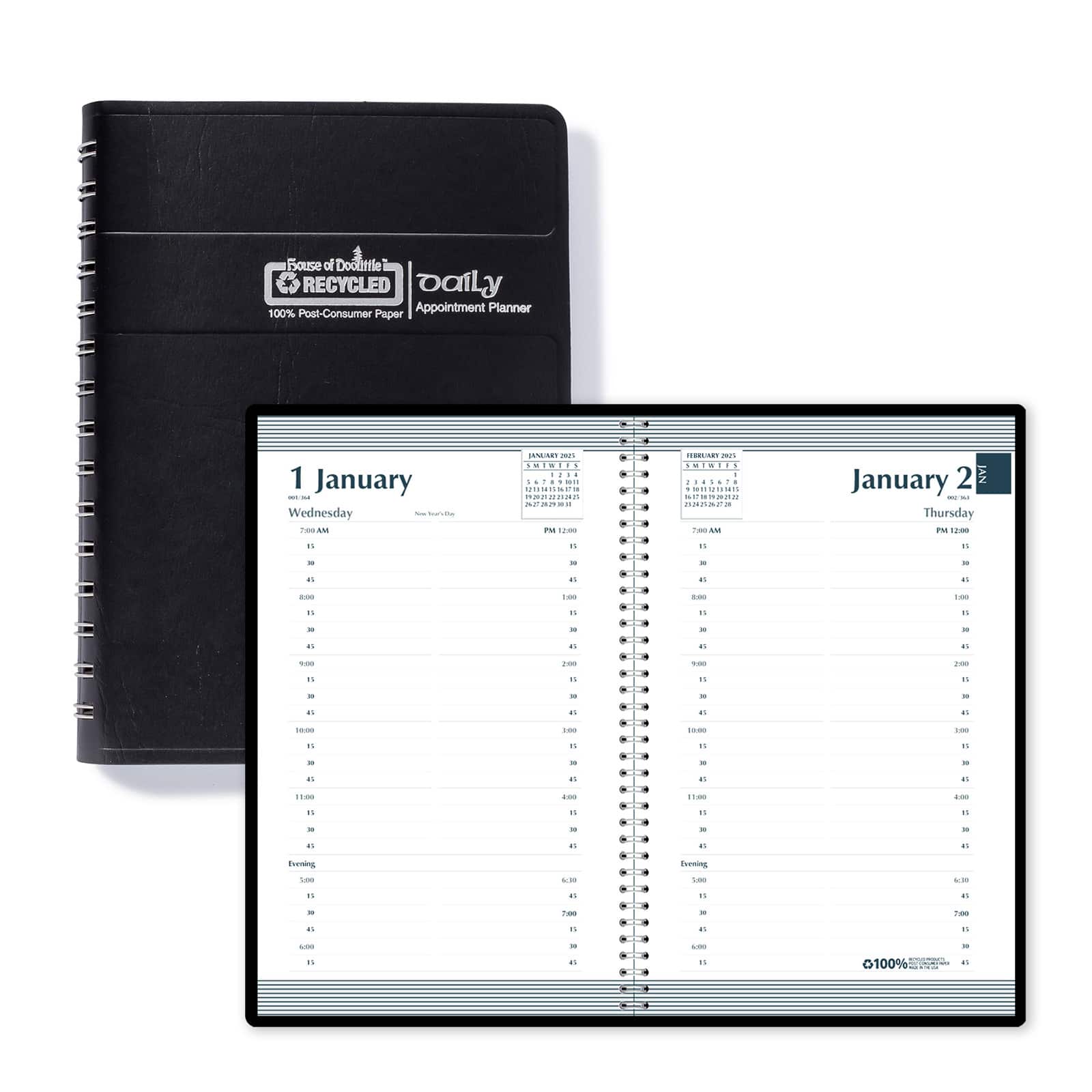 House of Doolittle&#xAE; Black Recycled Daily Appointment Planner