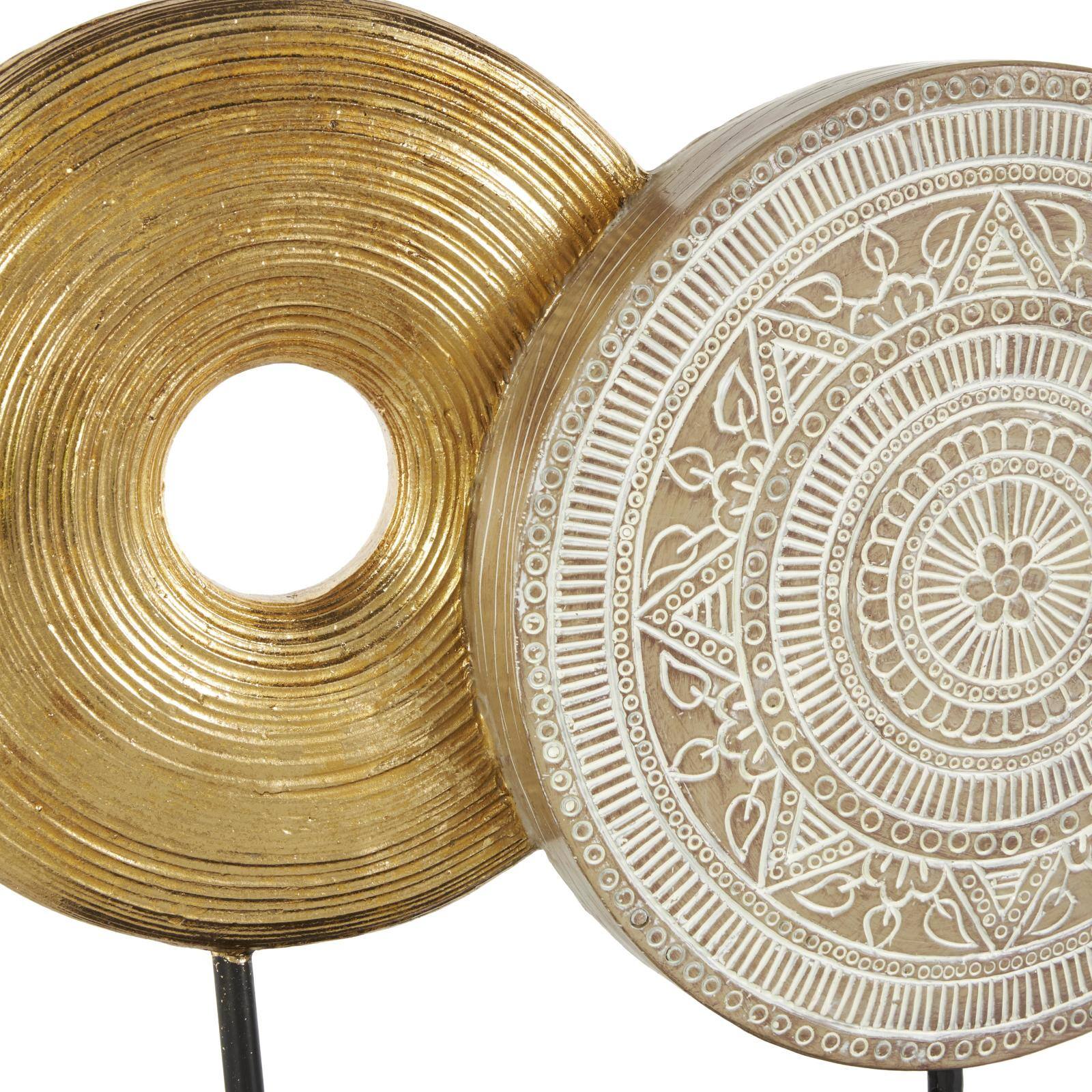 13" Gold Geometric Sculpture with Black Rectangular Base