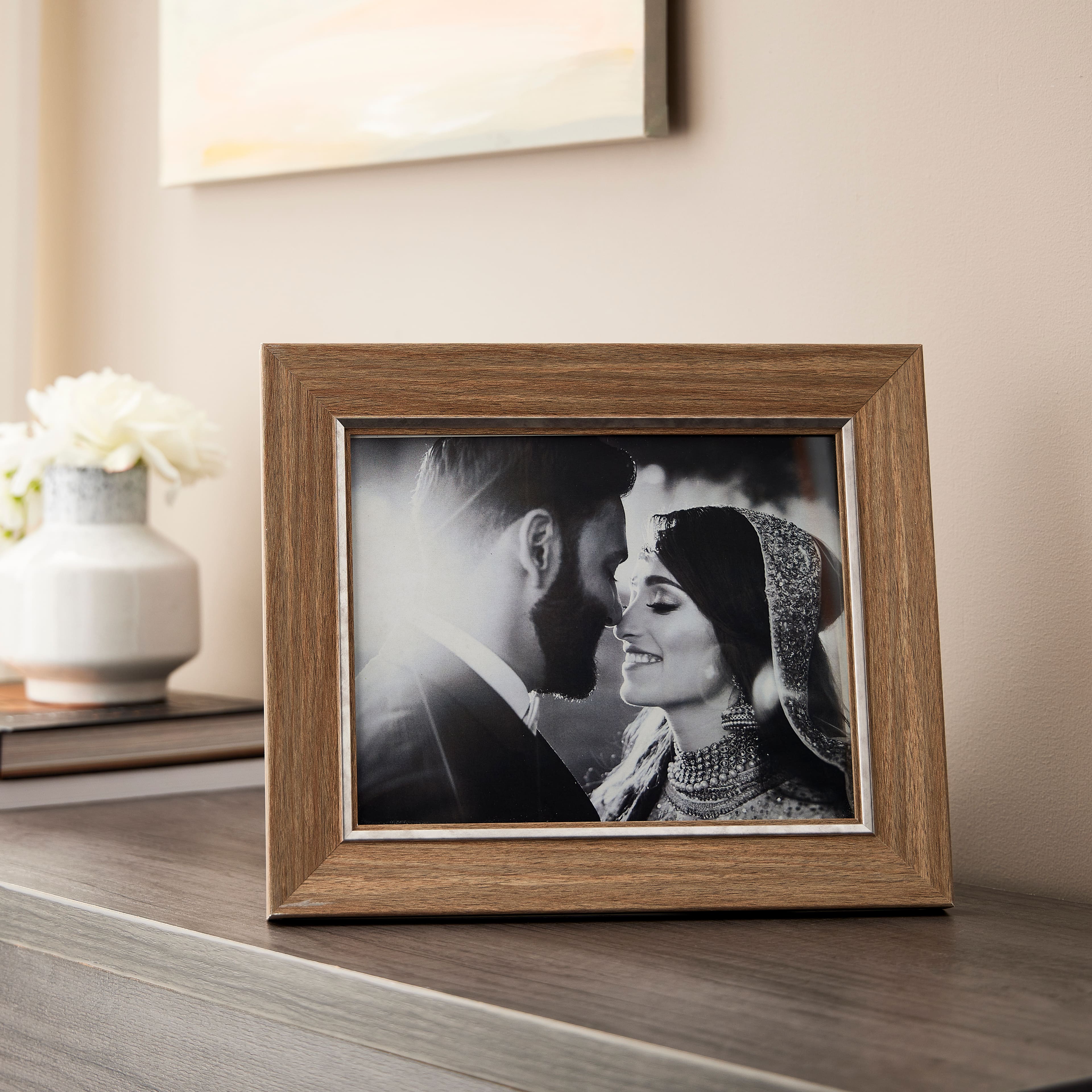 Faux Wood with Silver Inner 8&#x22; x 10&#x22; Frame, Expressions&#x2122; by Studio D&#xE9;cor&#xAE;