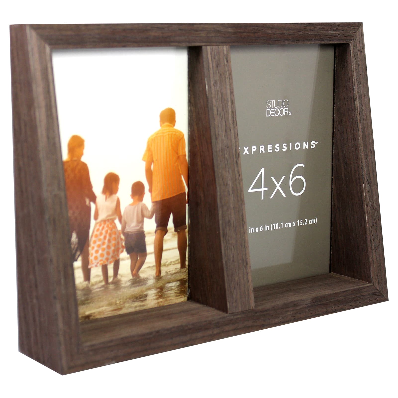 2 Opening Walnut Angled 4&#x22; x 6&#x22; Collage Frame, Expressions&#x2122; by Studio D&#xE9;cor&#xAE;